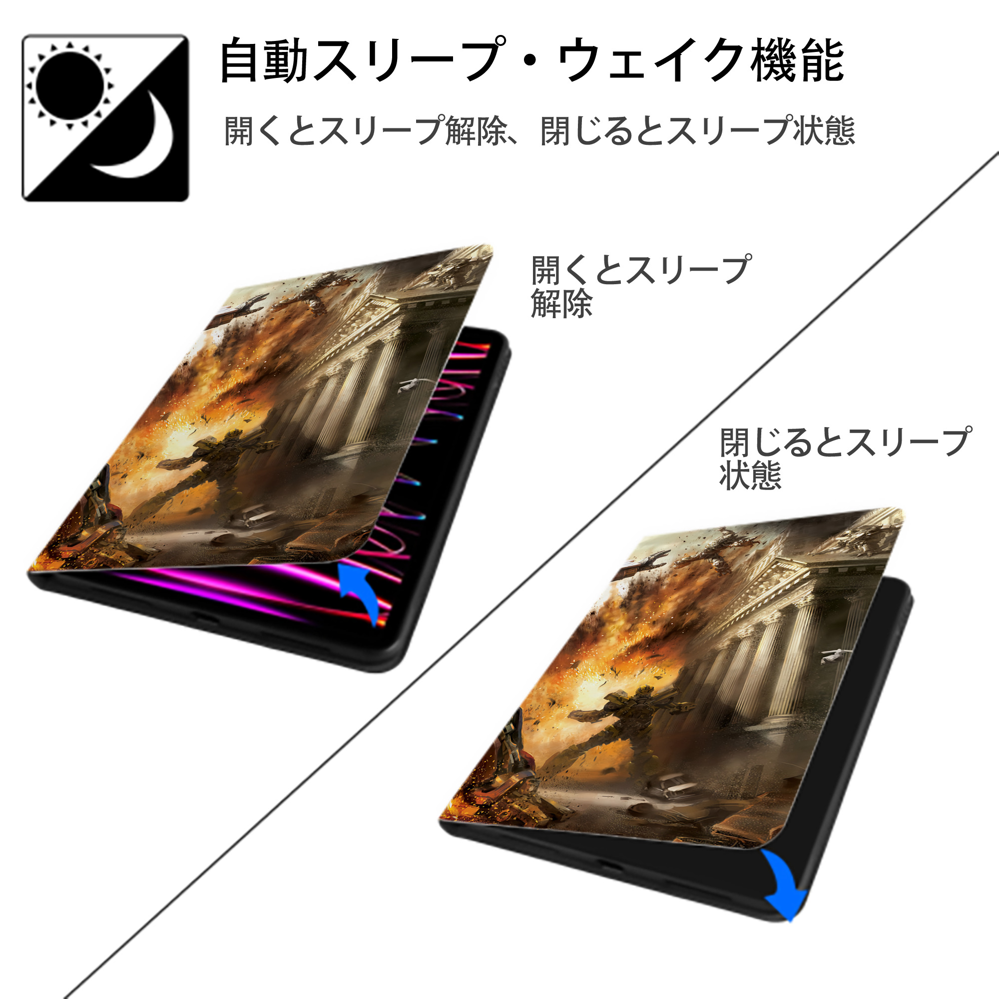 Transformers トランスフォーマー IPad ケース ブック型 PUレザー TPU 耐衝撃 軽量 薄型 ペン収納なし 全面保護 IPad 各モデル対応