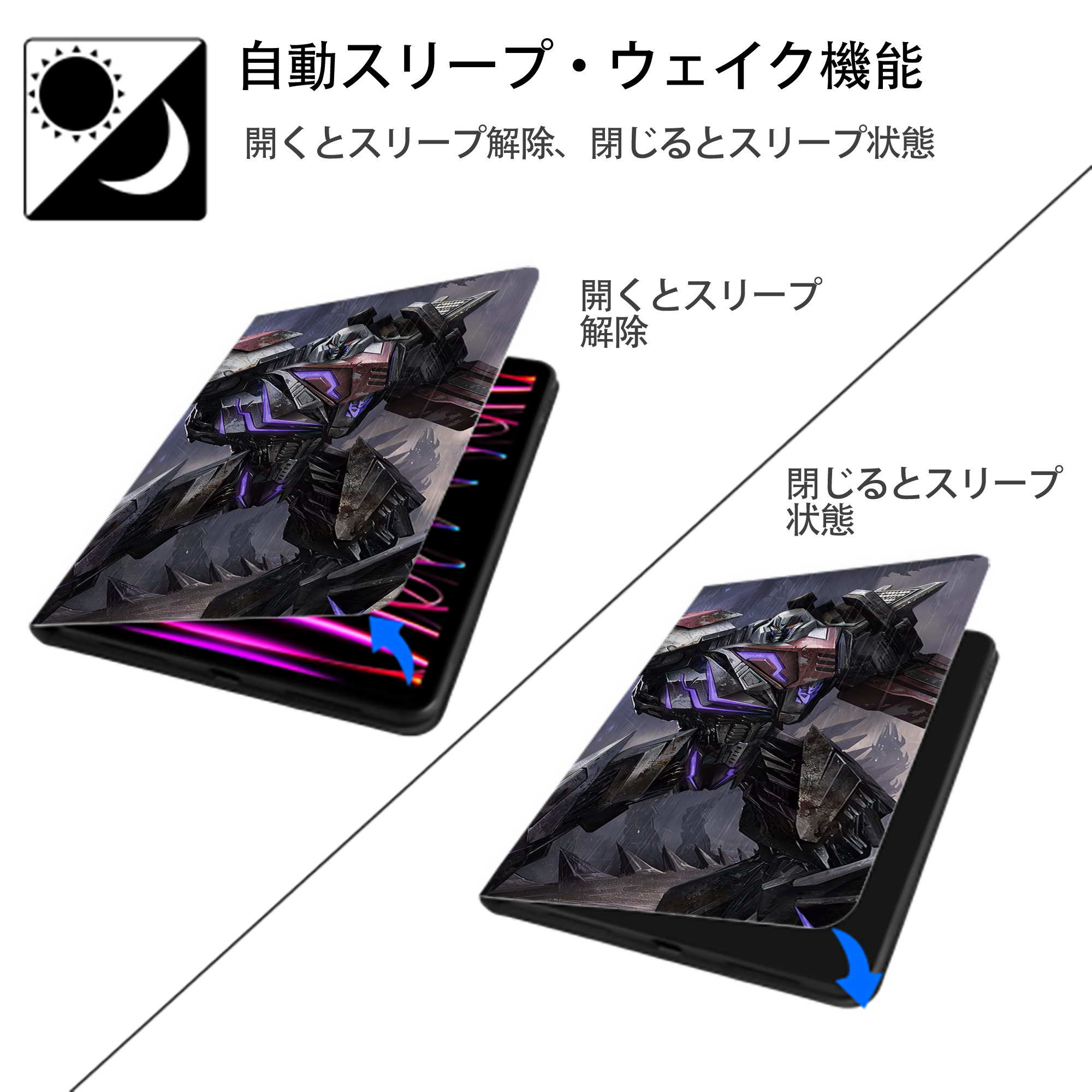 Transformers トランスフォーマー IPad ケース ブック型 PUレザー TPU 耐衝撃 軽量 薄型 ペン収納なし 全面保護 IPad 各モデル対応