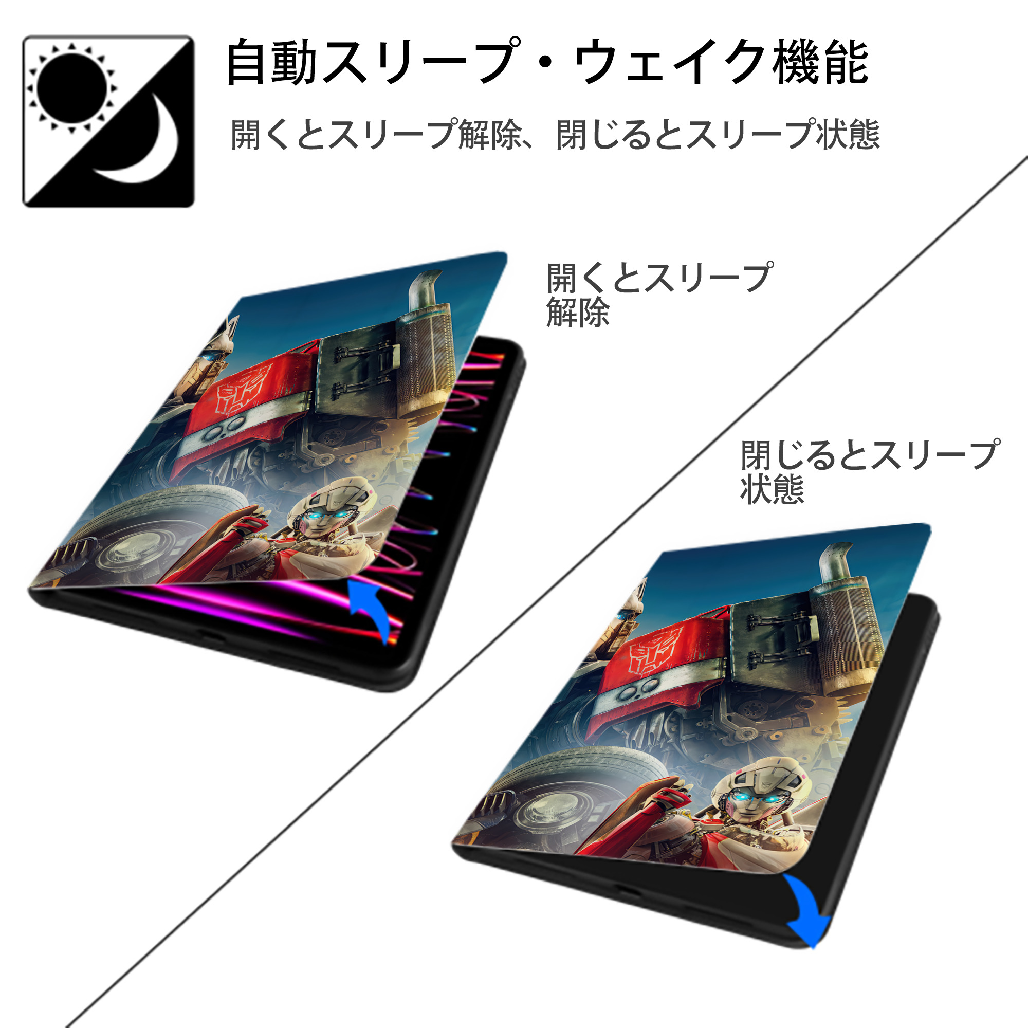 Transformers トランスフォーマー IPad ケース ブック型 PUレザー TPU 耐衝撃 軽量 薄型 ペン収納なし 全面保護 IPad 各モデル対応