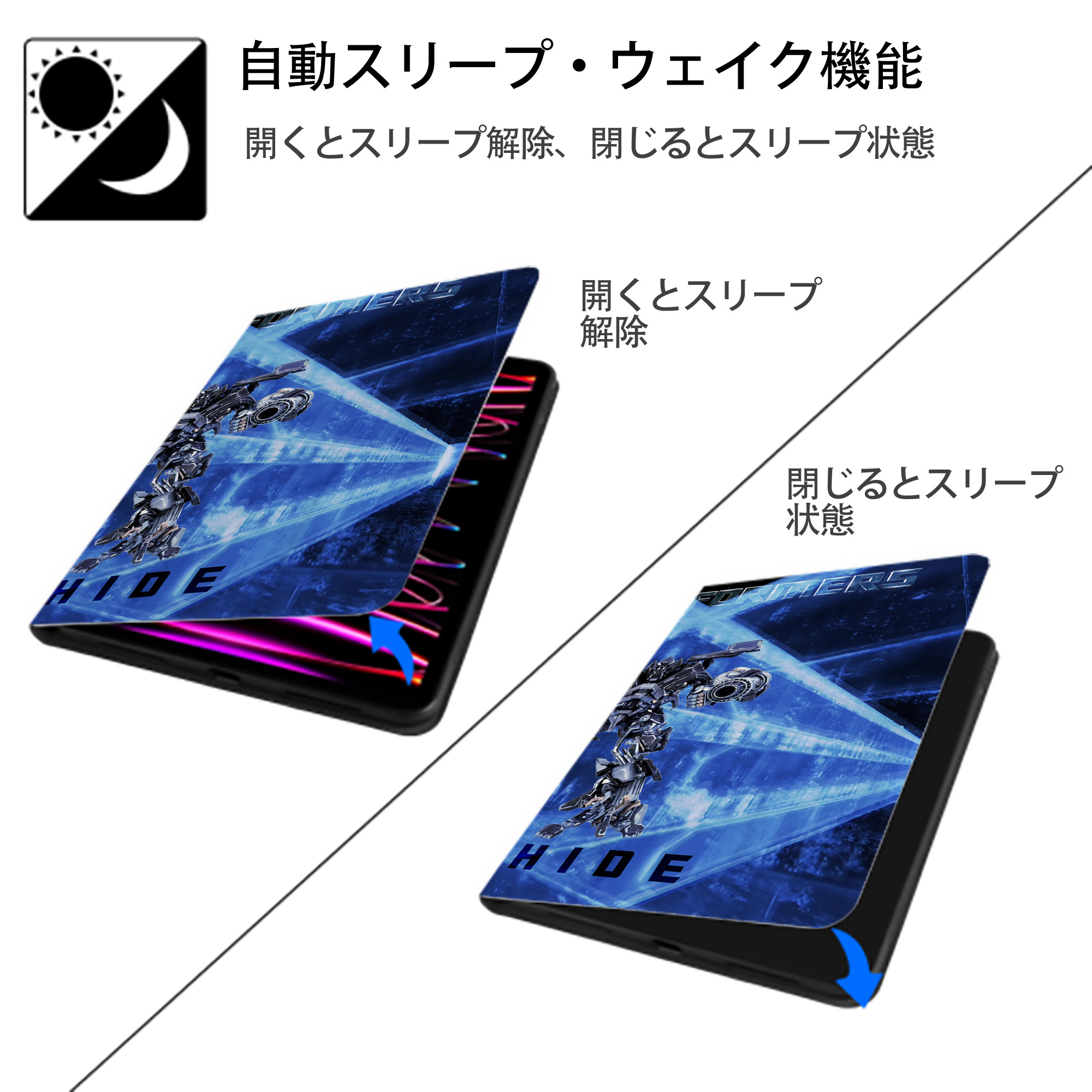 Transformers トランスフォーマー IPad ケース ブック型 PUレザー TPU 耐衝撃 軽量 薄型 ペン収納なし 全面保護 IPad 各モデル対応