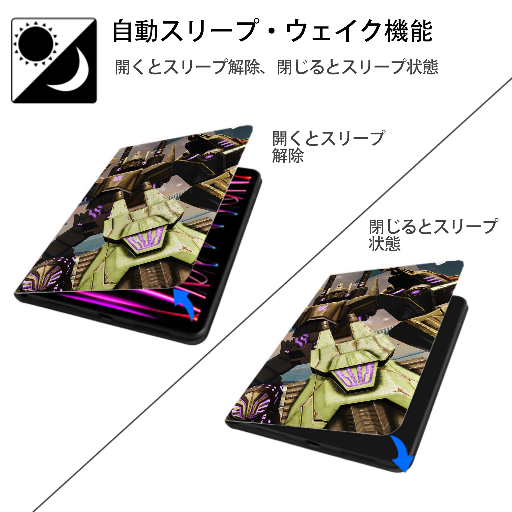 Transformers トランスフォーマー IPad ケース ブック型 PUレザー TPU 耐衝撃 軽量 薄型 ペン収納なし 全面保護 IPad 各モデル対応