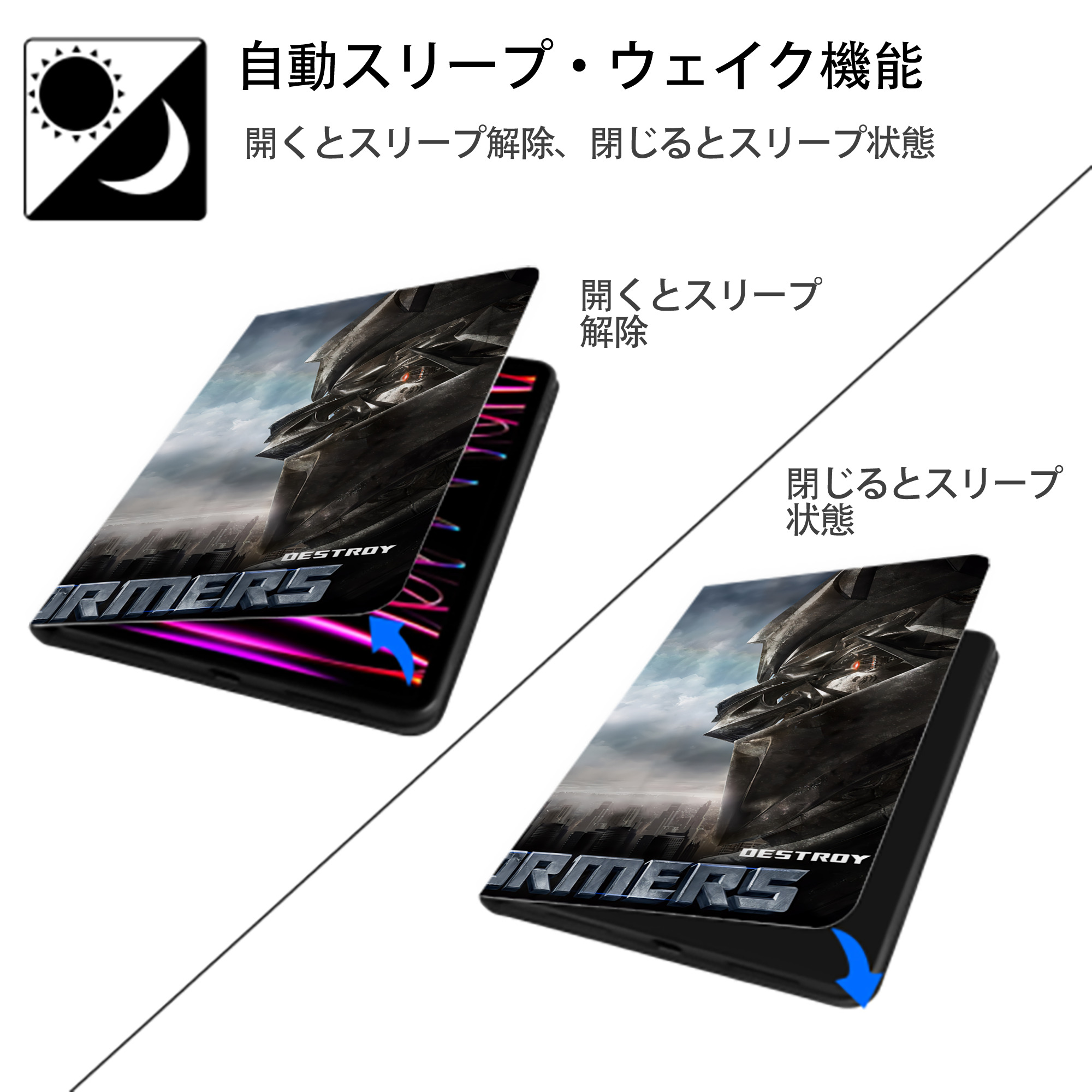 Transformers トランスフォーマー IPad ケース ブック型 PUレザー TPU 耐衝撃 軽量 薄型 ペン収納なし 全面保護 IPad 各モデル対応