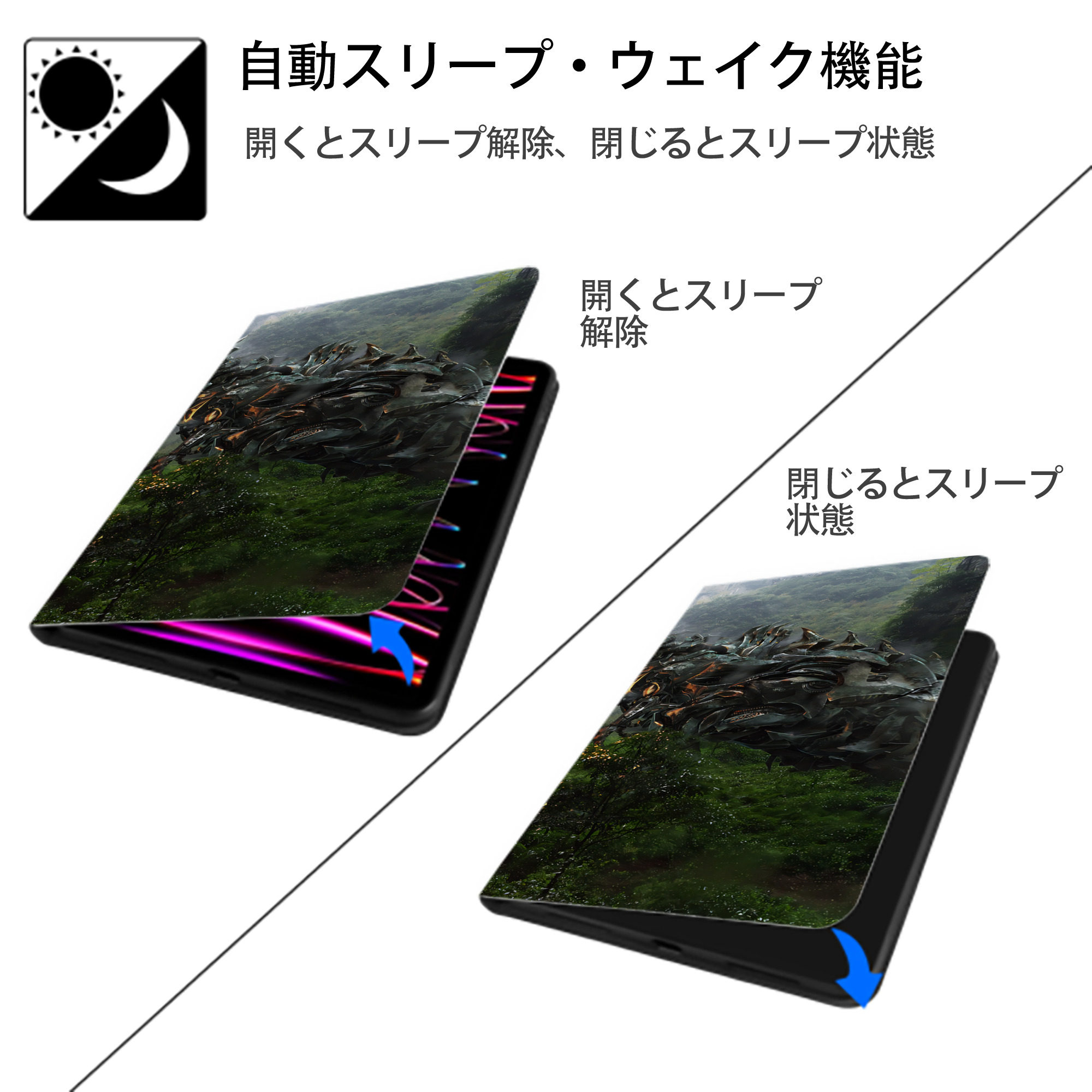 Transformers トランスフォーマー IPad ケース ブック型 PUレザー TPU 耐衝撃 軽量 薄型 ペン収納なし 全面保護 IPad 各モデル対応