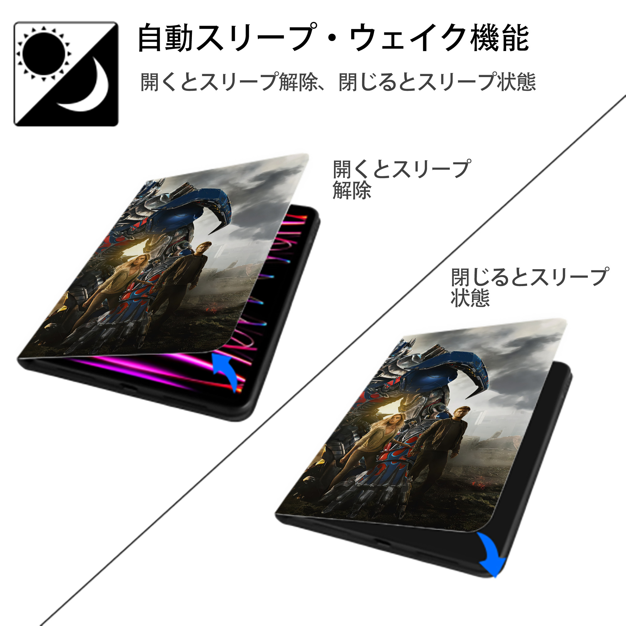 Transformers トランスフォーマー IPad ケース ブック型 PUレザー TPU 耐衝撃 軽量 薄型 ペン収納なし 全面保護 IPad 各モデル対応