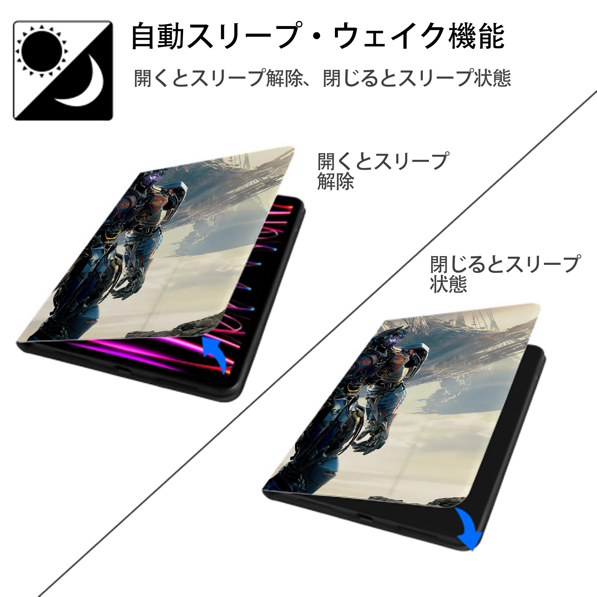 Transformers トランスフォーマー IPadケース ペンホルダー付き ブックスタイルデザイン