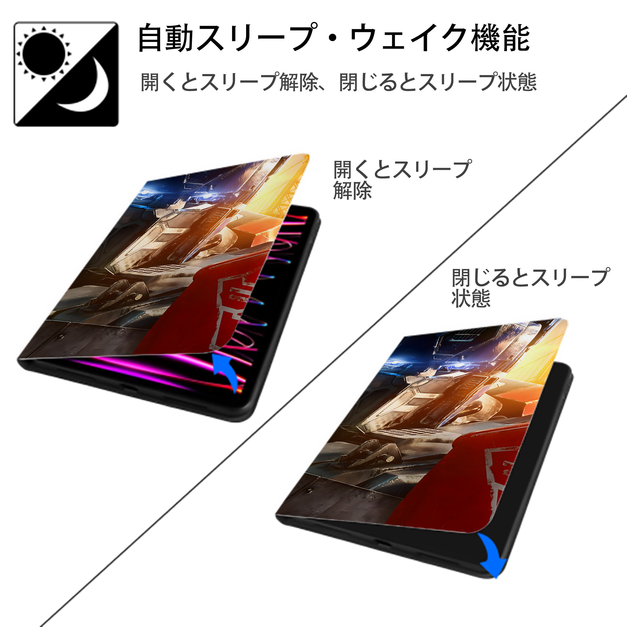 Transformers トランスフォーマー IPadケース ペンホルダー付き ブックスタイルデザイン
