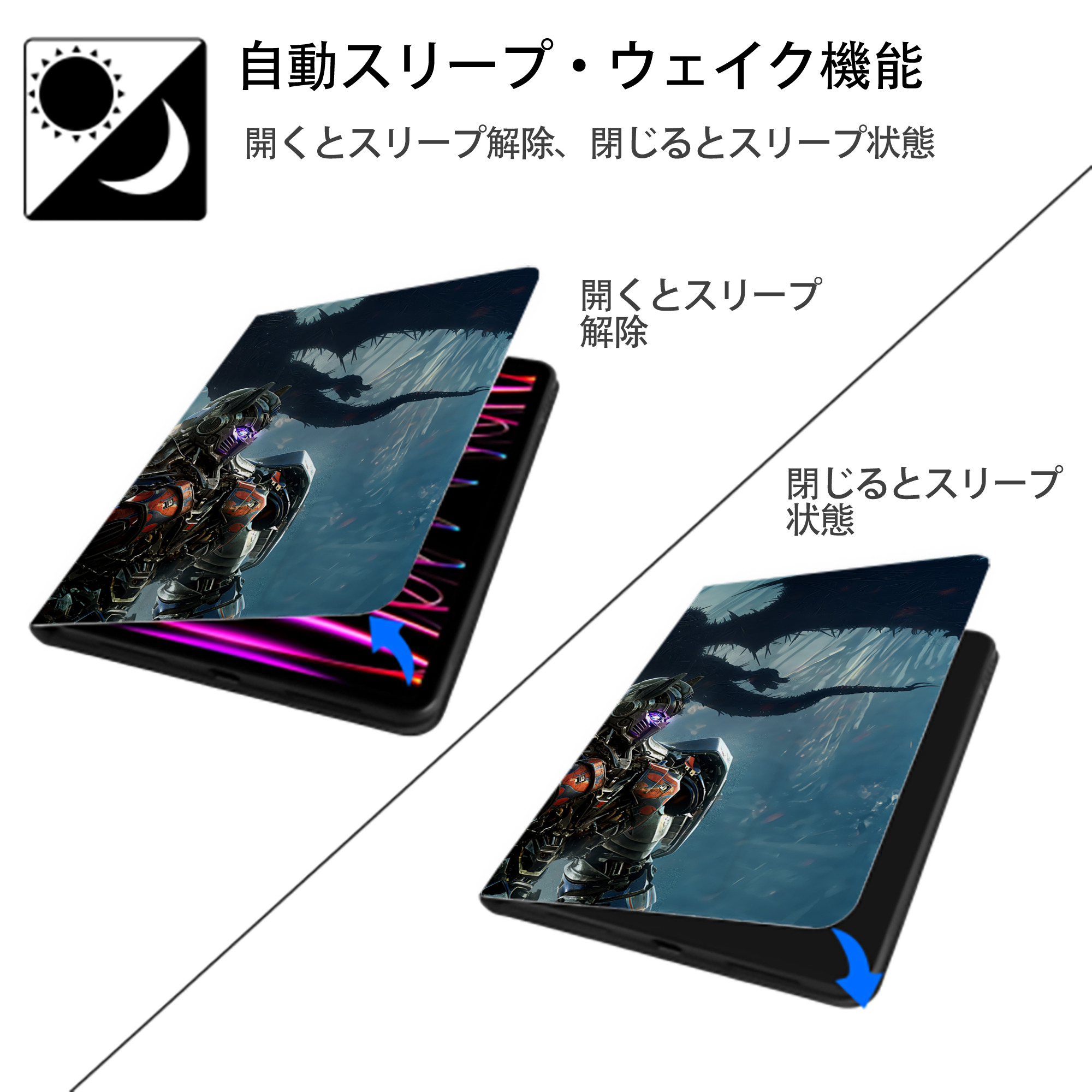 Transformers トランスフォーマー IPadケース ペンホルダー付き ブックスタイルデザイン