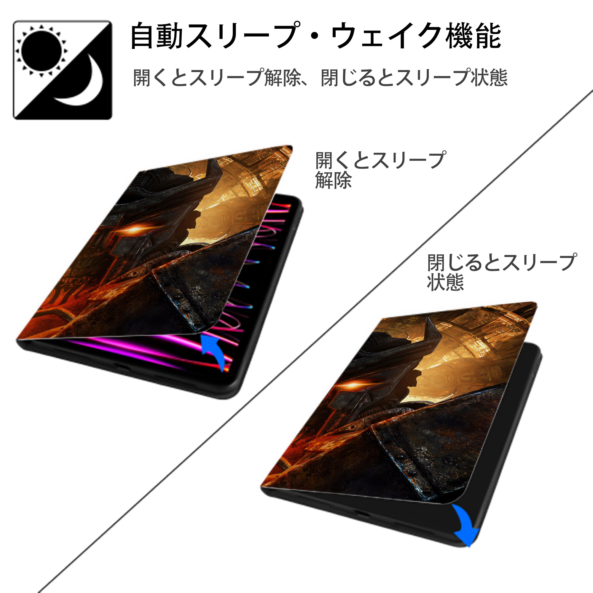 Transformers トランスフォーマー IPadケース ペンホルダー付き ブックスタイルデザイン
