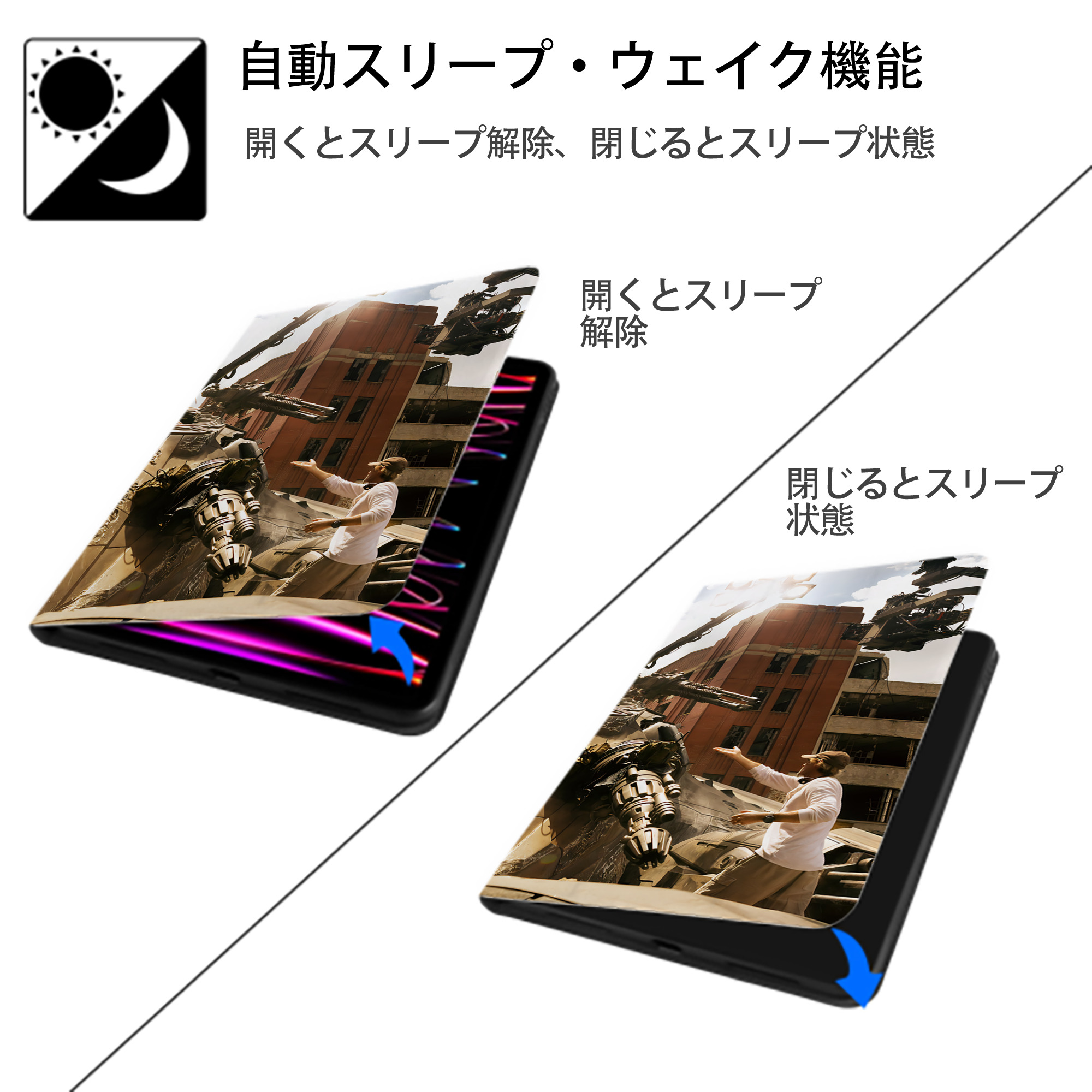 Transformers トランスフォーマー IPadケース ペンホルダー付き ブックスタイルデザイン