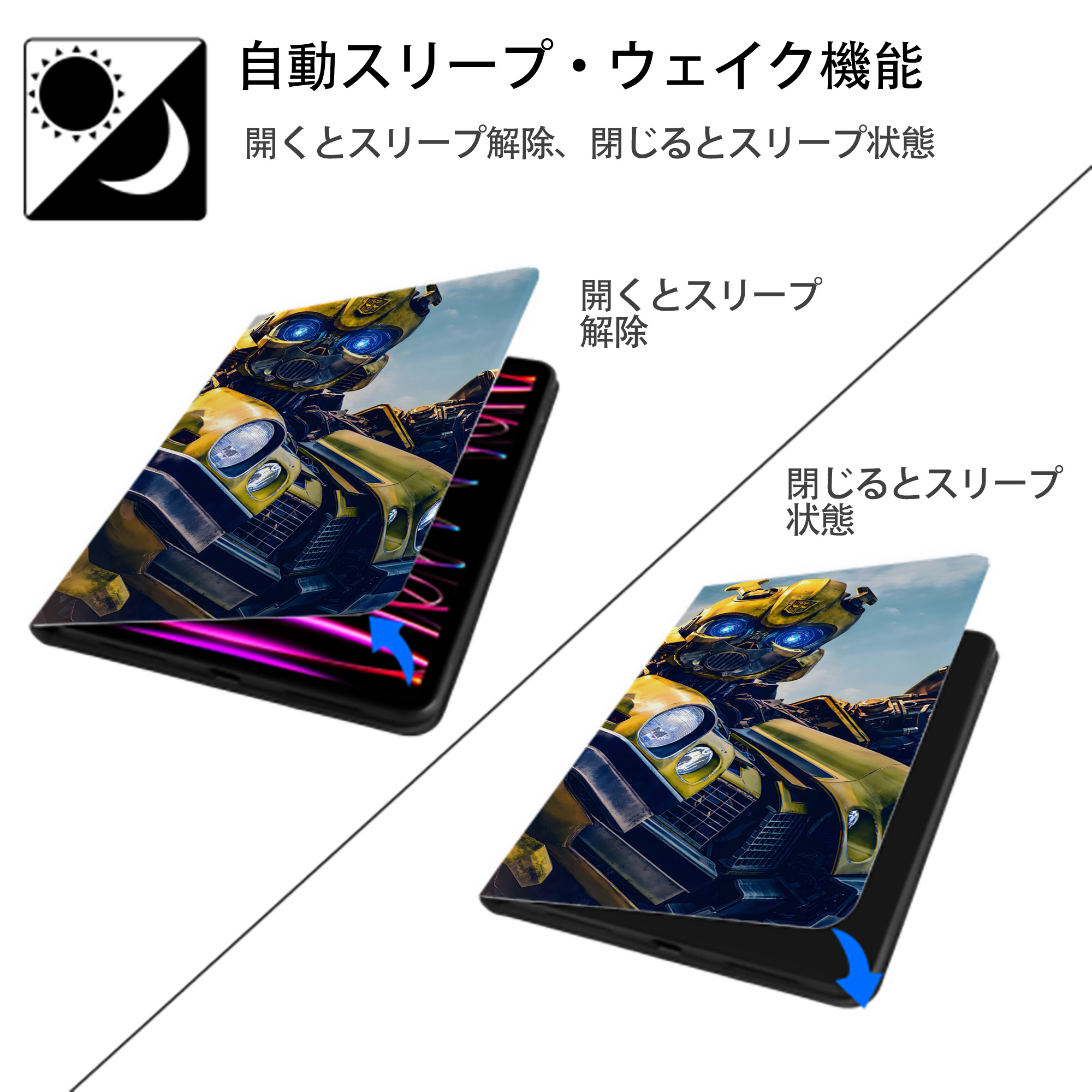 Transformers トランスフォーマー IPadケース ペンホルダー付き ブックスタイルデザイン