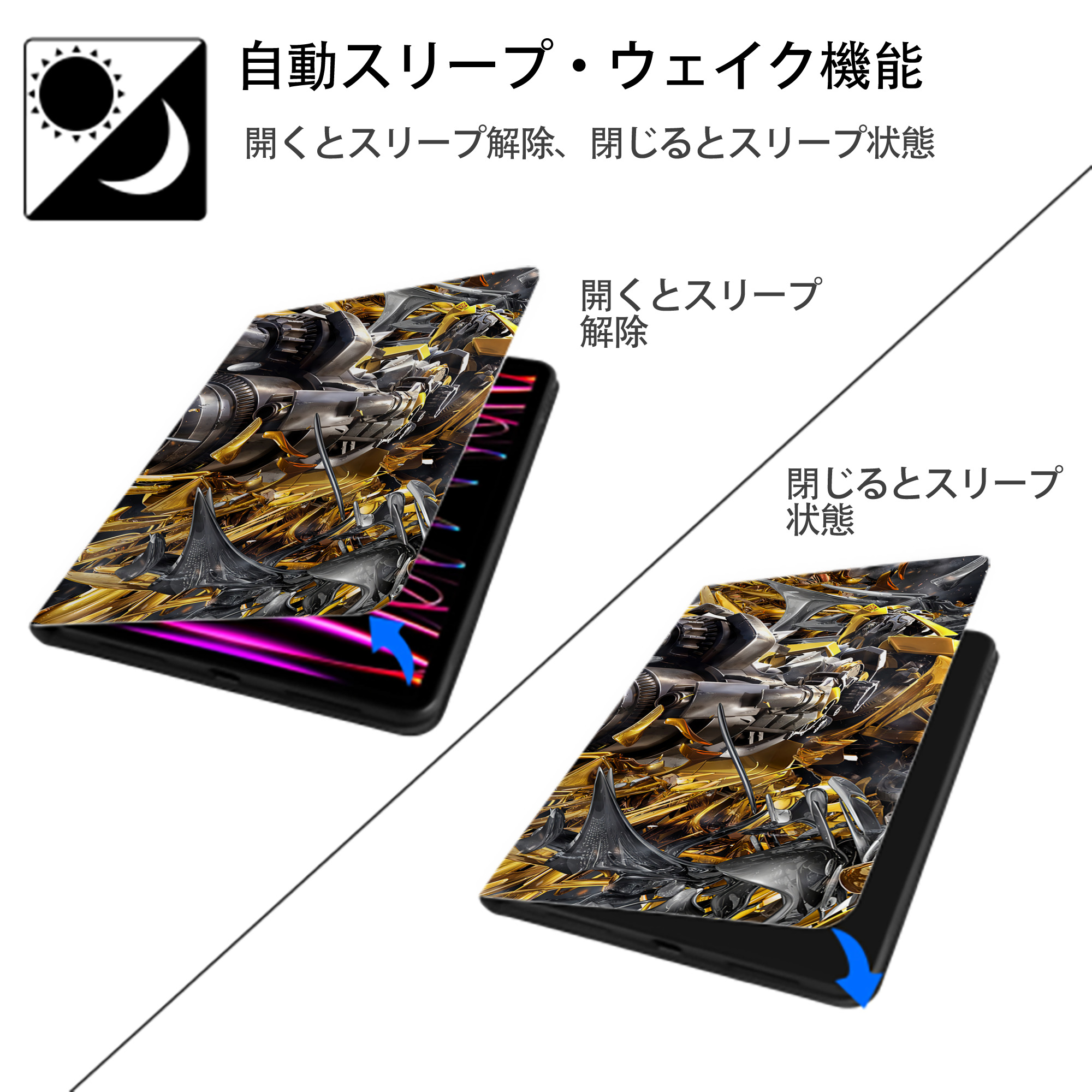 Transformers トランスフォーマー IPadケース ペンホルダー付き ブックスタイルデザイン