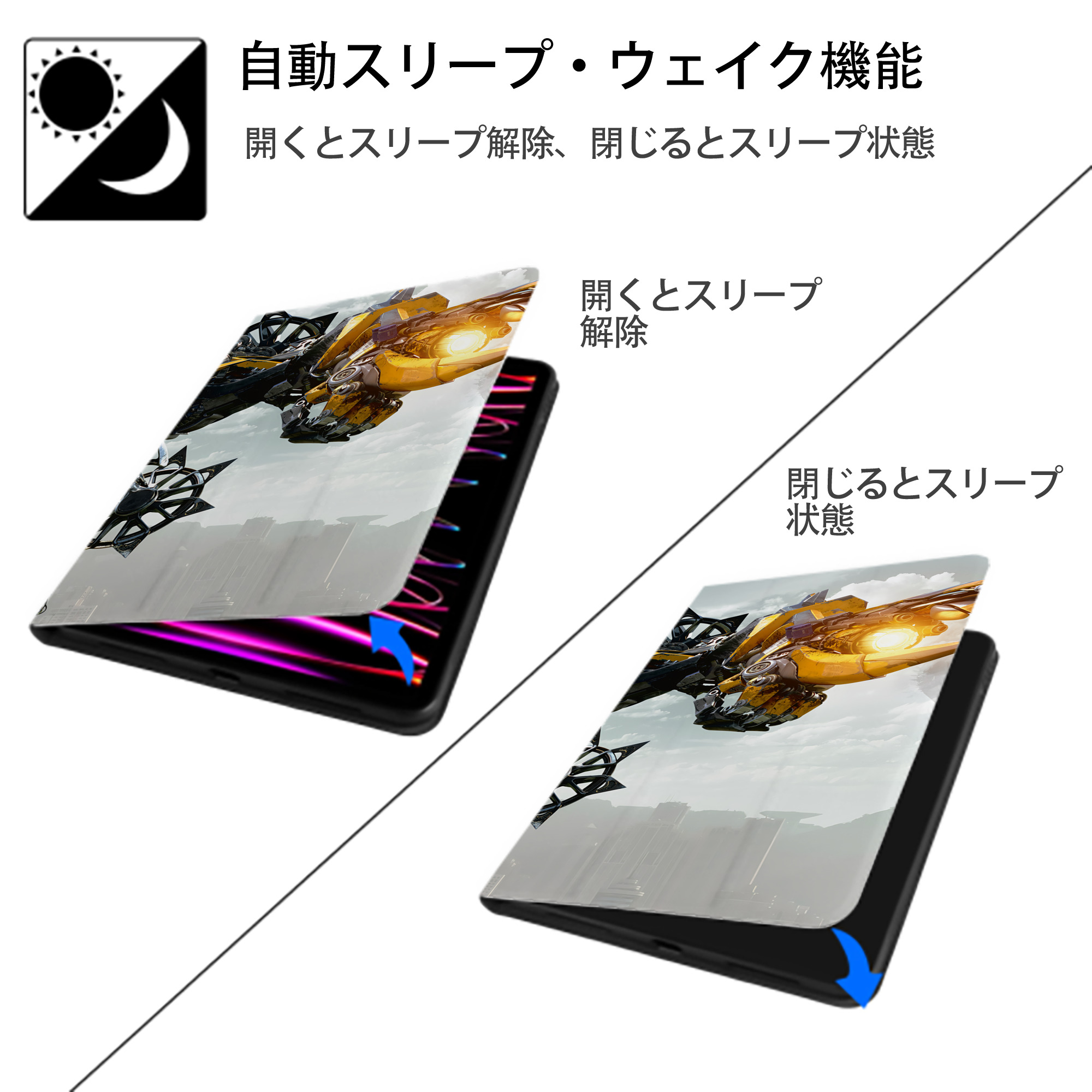 Transformers トランスフォーマー IPadケース ペンホルダー付き ブックスタイルデザイン