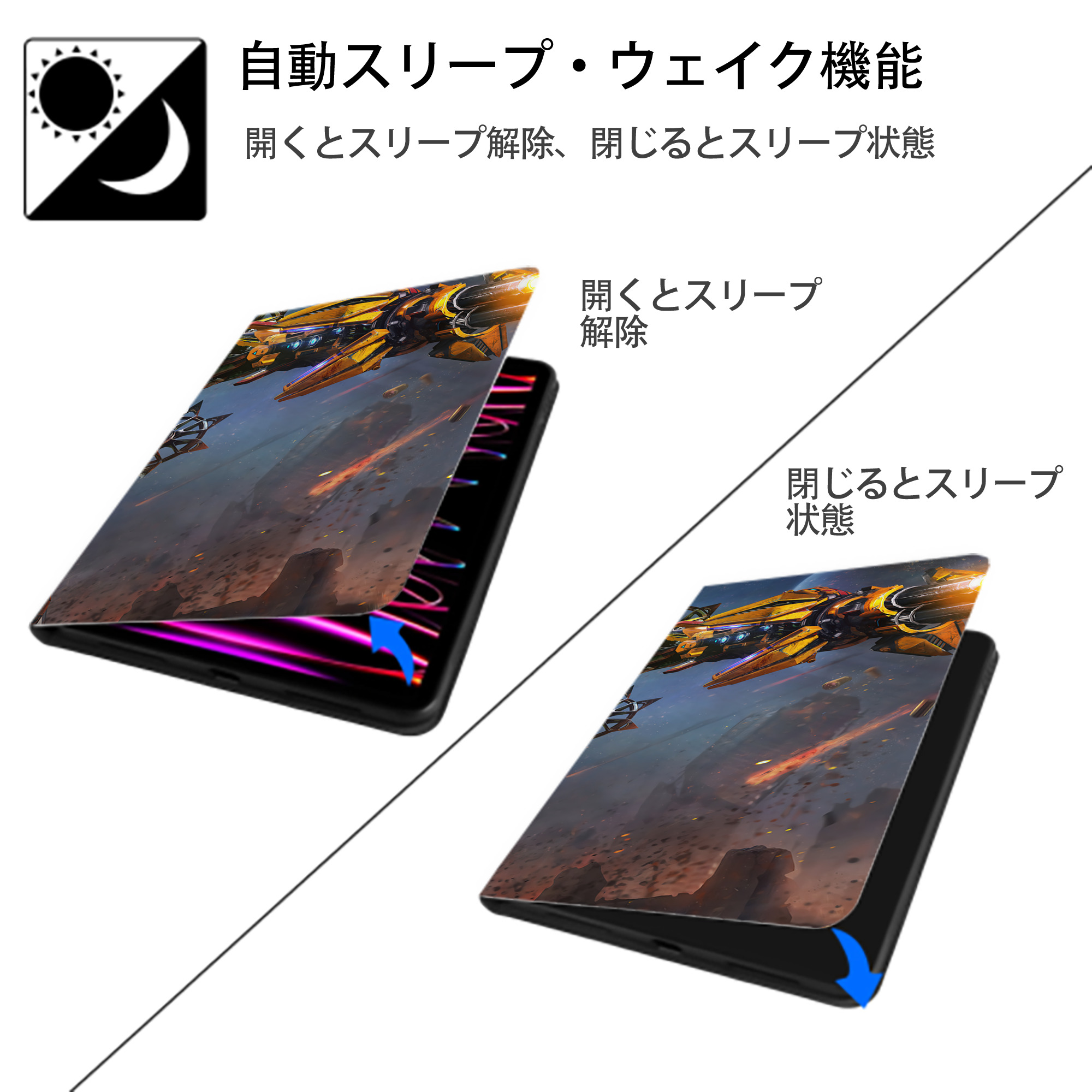 Transformers トランスフォーマー IPadケース ペンホルダー付き ブックスタイルデザイン