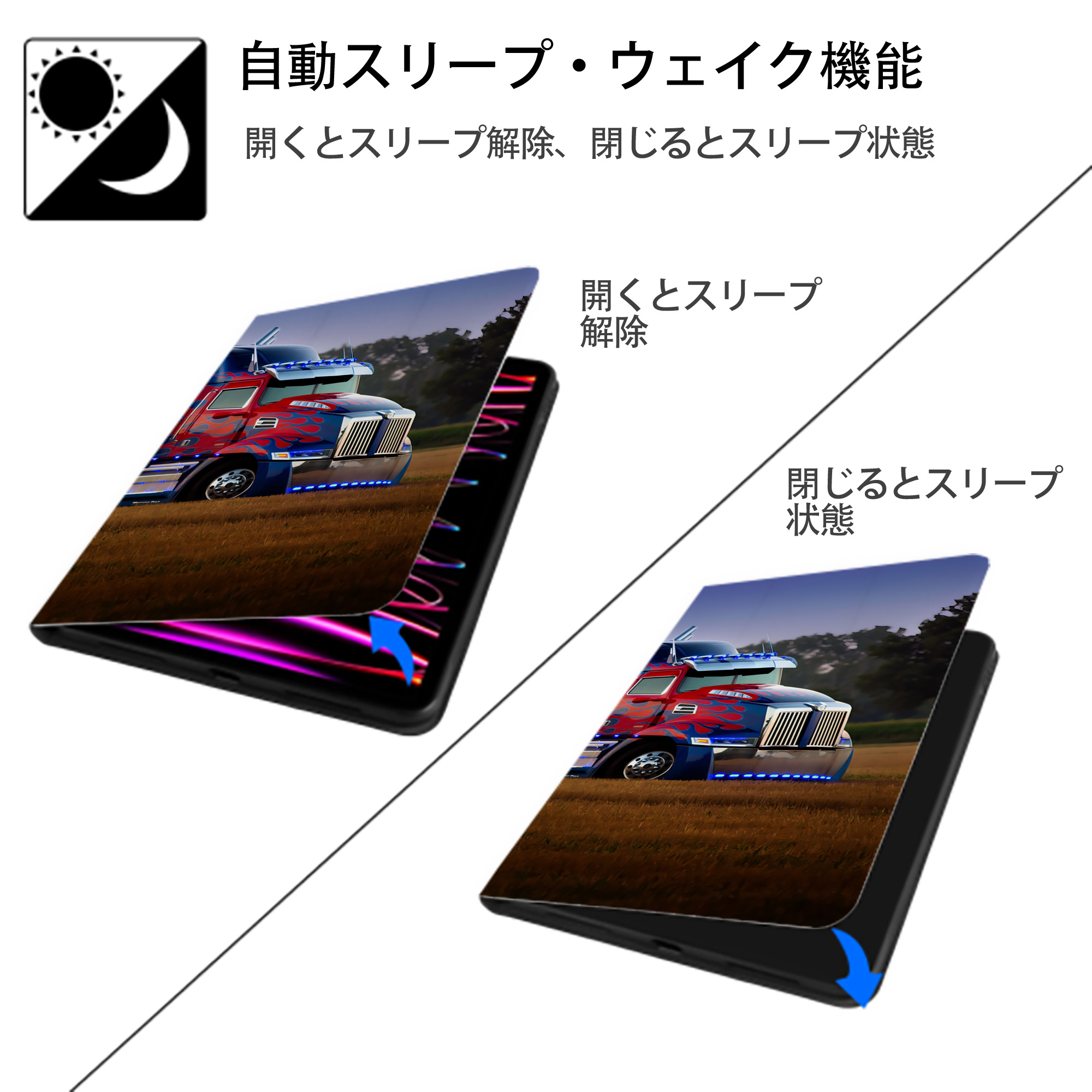 Transformers トランスフォーマー IPadケース ペンホルダー付き ブックスタイルデザイン
