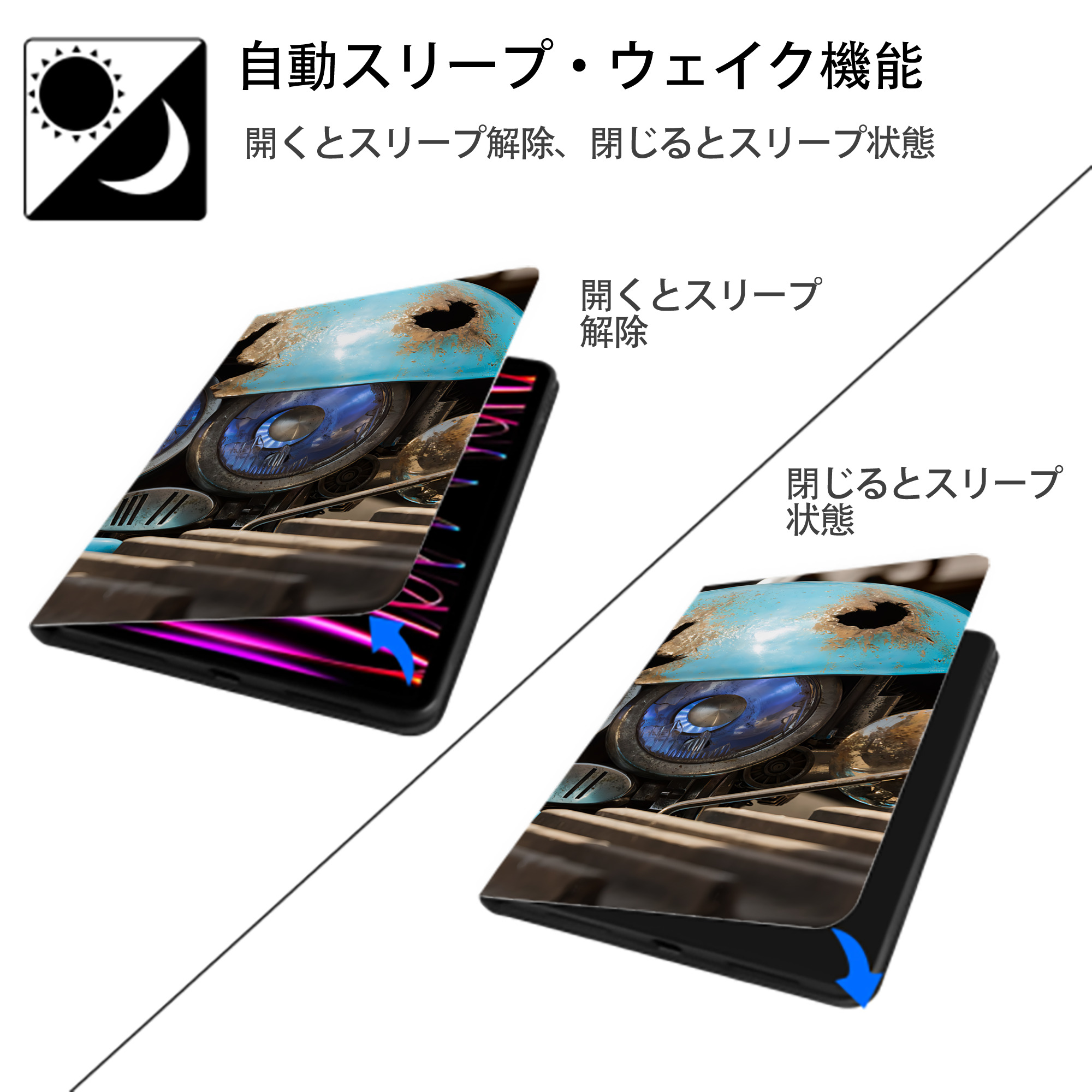 Transformers トランスフォーマー IPadケース ペンホルダー付き ブックスタイルデザイン