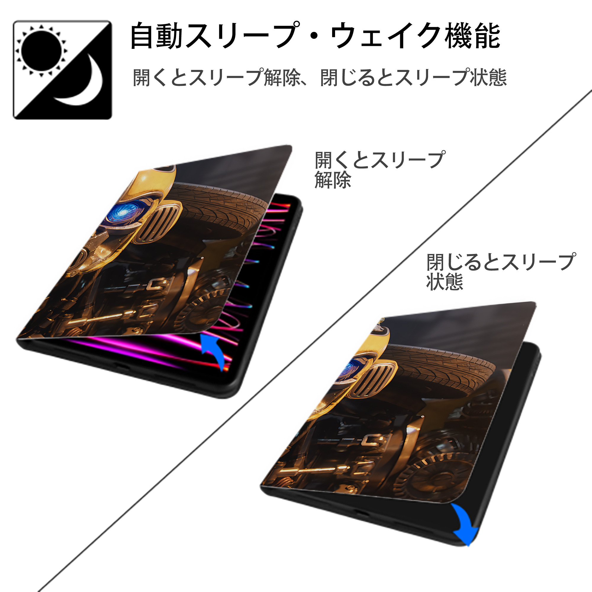 Transformers トランスフォーマー IPadケース ペンホルダー付き ブックスタイルデザイン