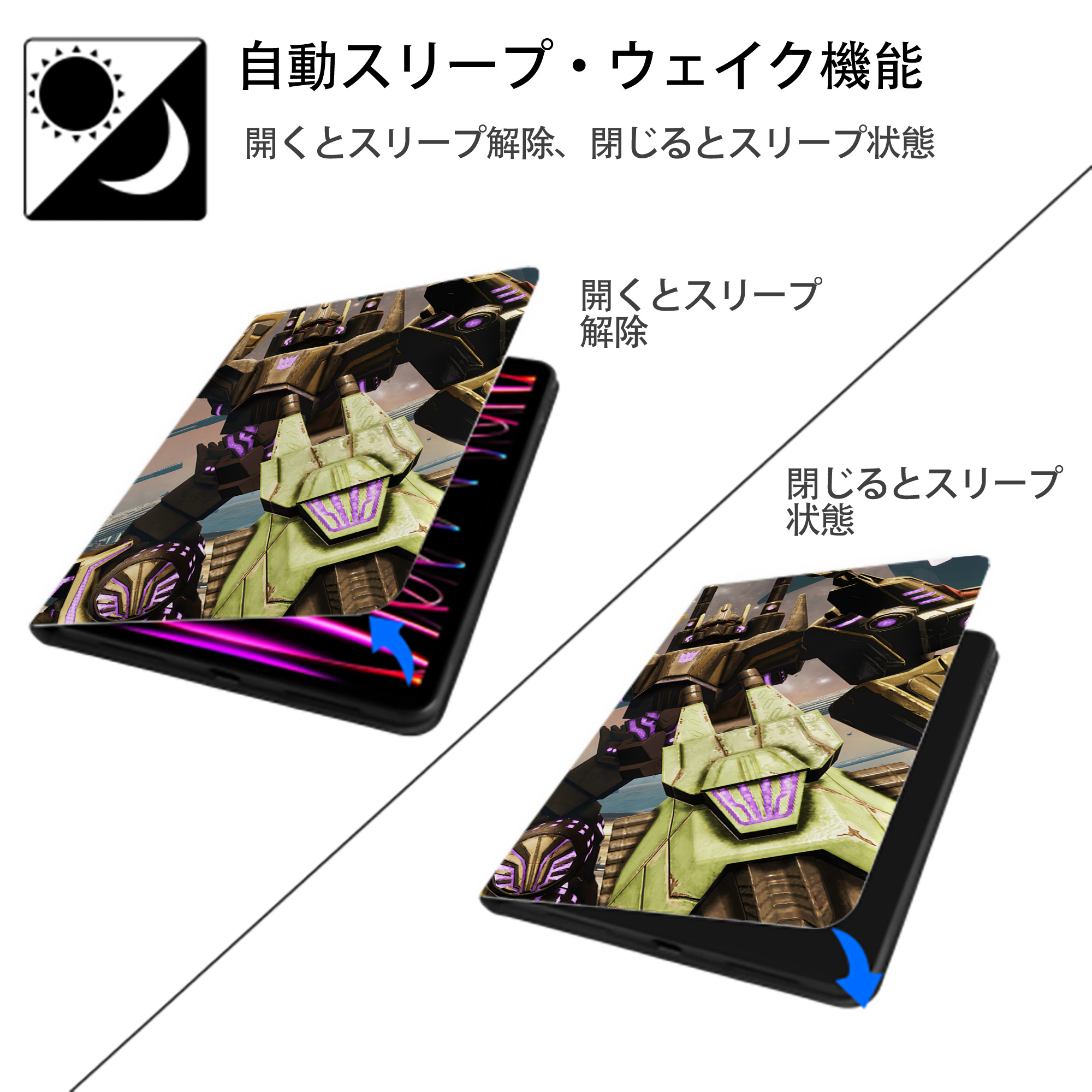 Transformers トランスフォーマー IPadケース ペンホルダー付き ブックスタイルデザイン