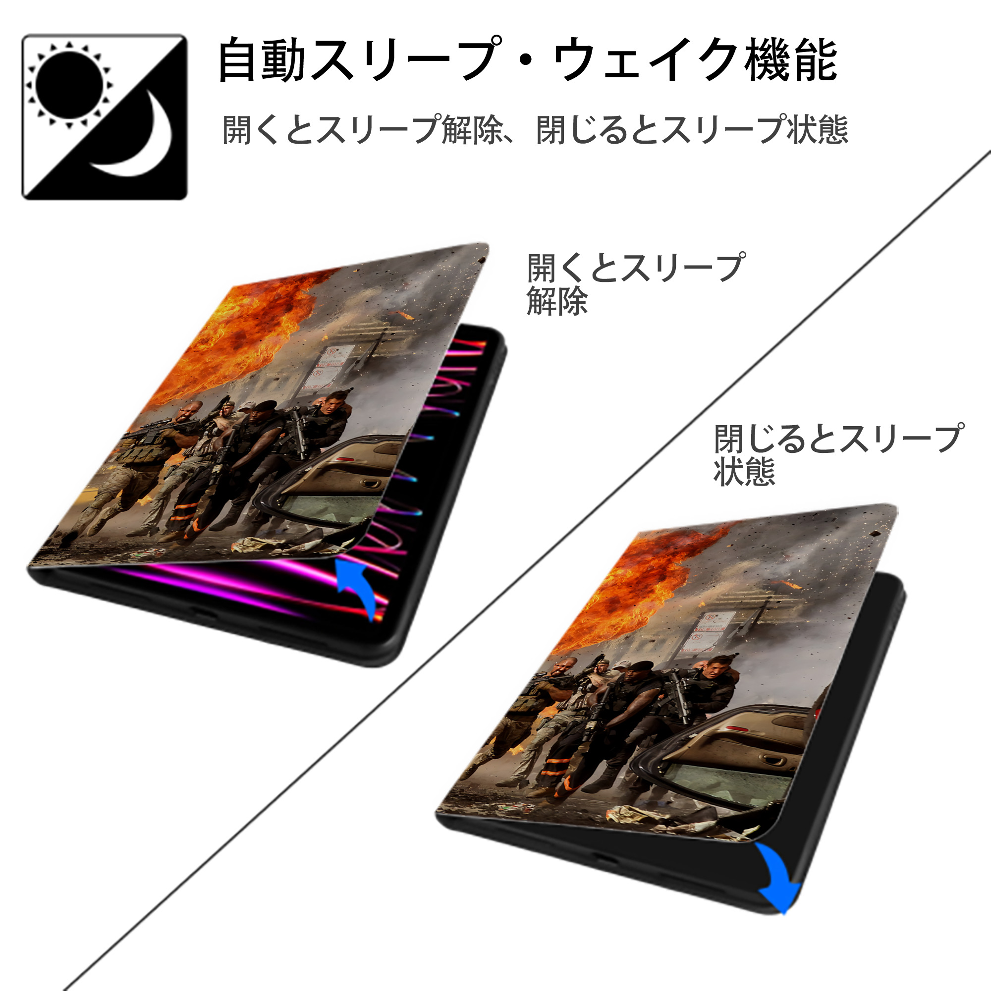 Transformers トランスフォーマー IPadケース ペンホルダー付き ブックスタイルデザイン