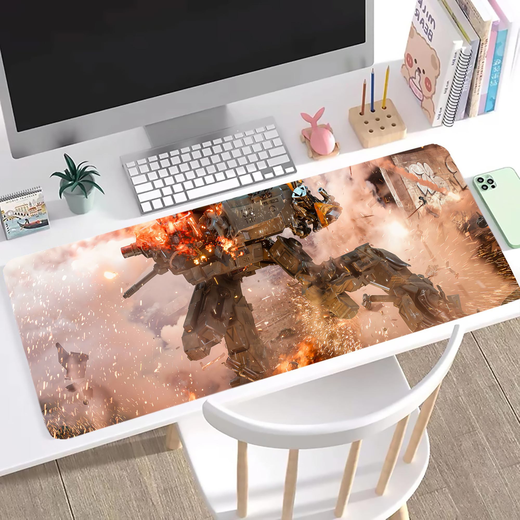 （画像用） Transformers トランスフォーマー ステッチ加工 大判デスクマット／滑り止めマウスパッド