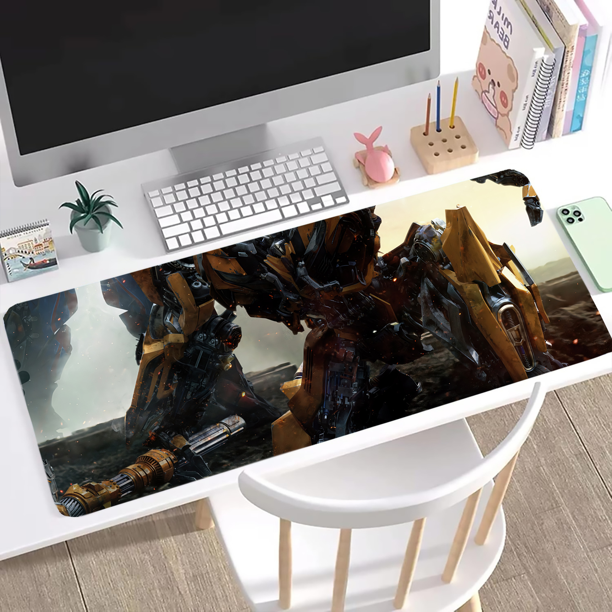 （画像用） Transformers トランスフォーマー ステッチ加工 大判デスクマット／滑り止めマウスパッド