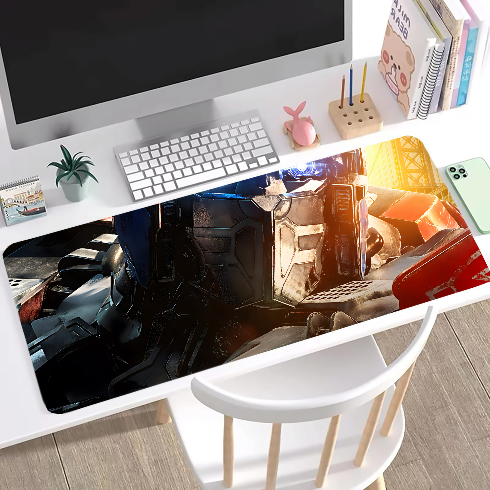 （画像用） Transformers トランスフォーマー ステッチ加工 大判デスクマット／滑り止めマウスパッド