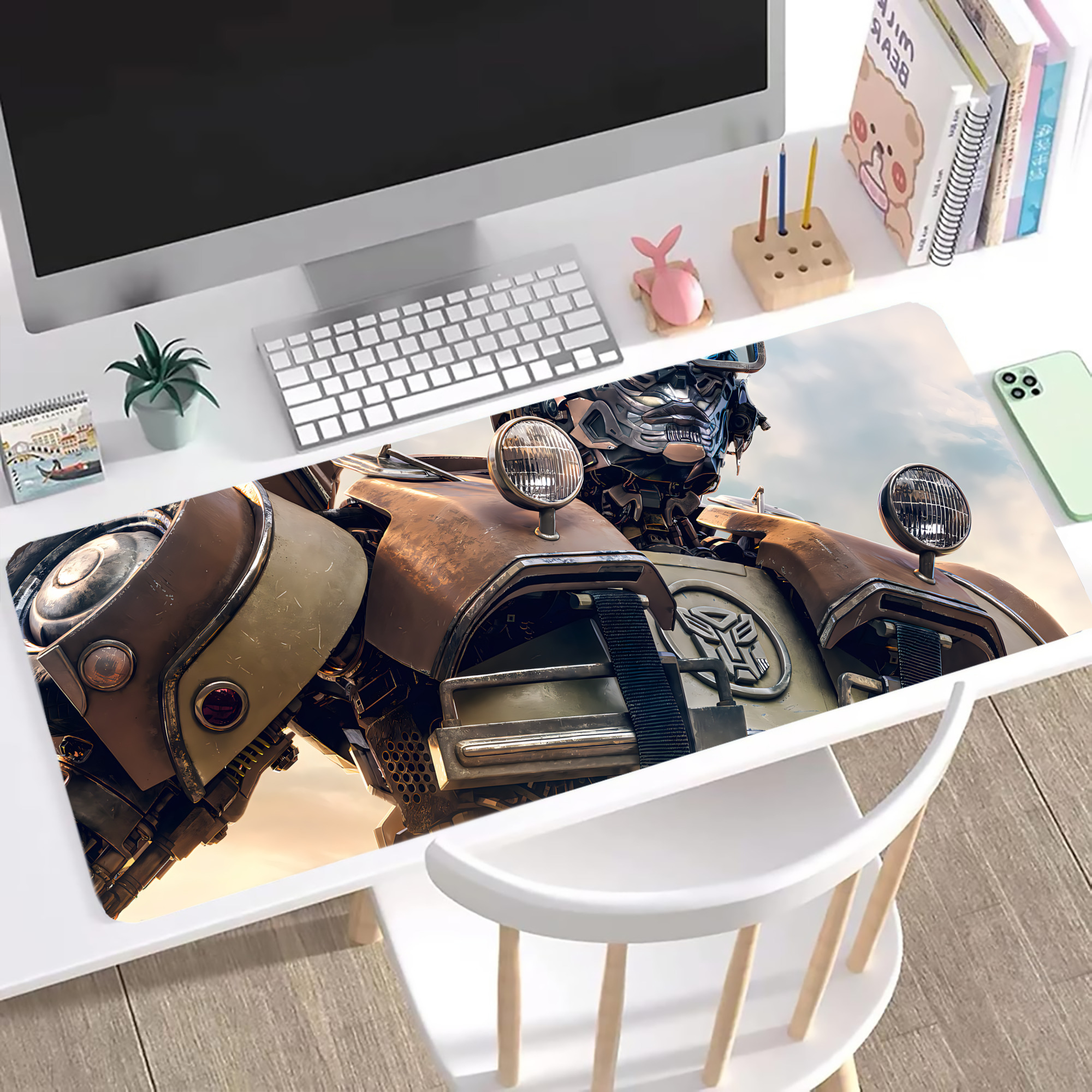 （画像用） Transformers トランスフォーマー ステッチ加工 大判デスクマット／滑り止めマウスパッド