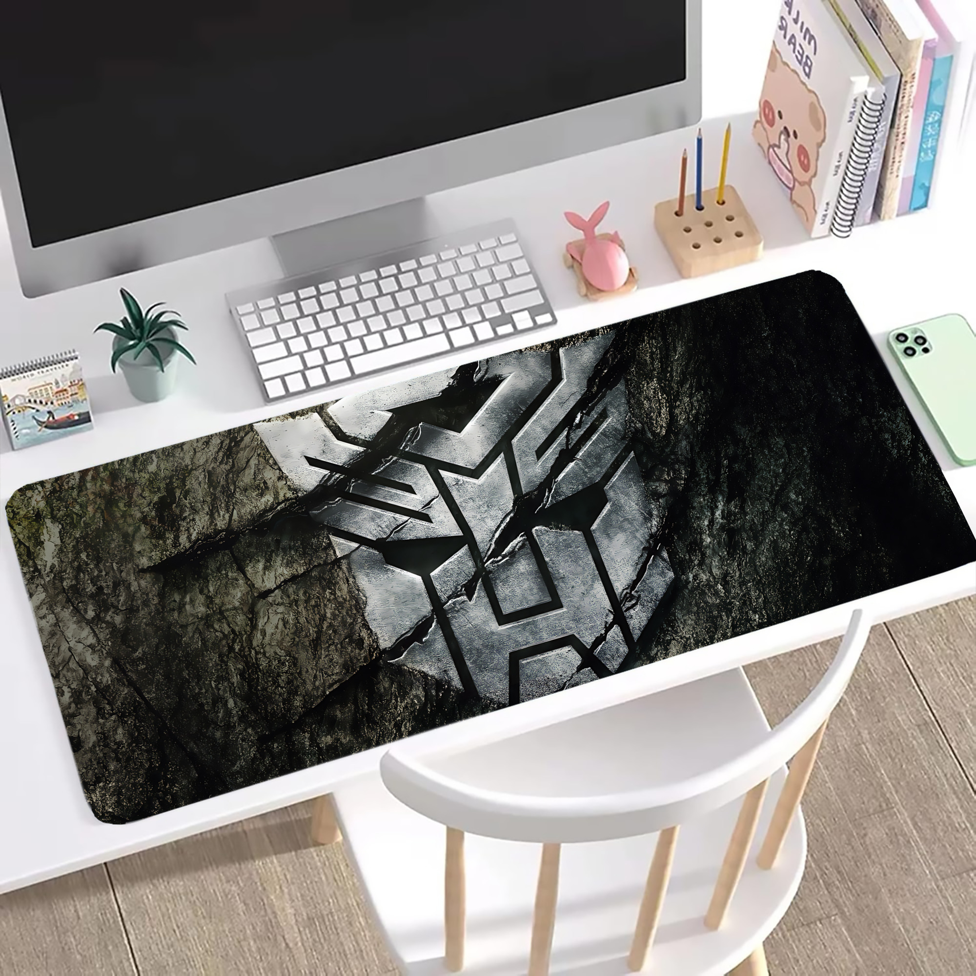 （画像用） Transformers トランスフォーマー ステッチ加工 大判デスクマット／滑り止めマウスパッド