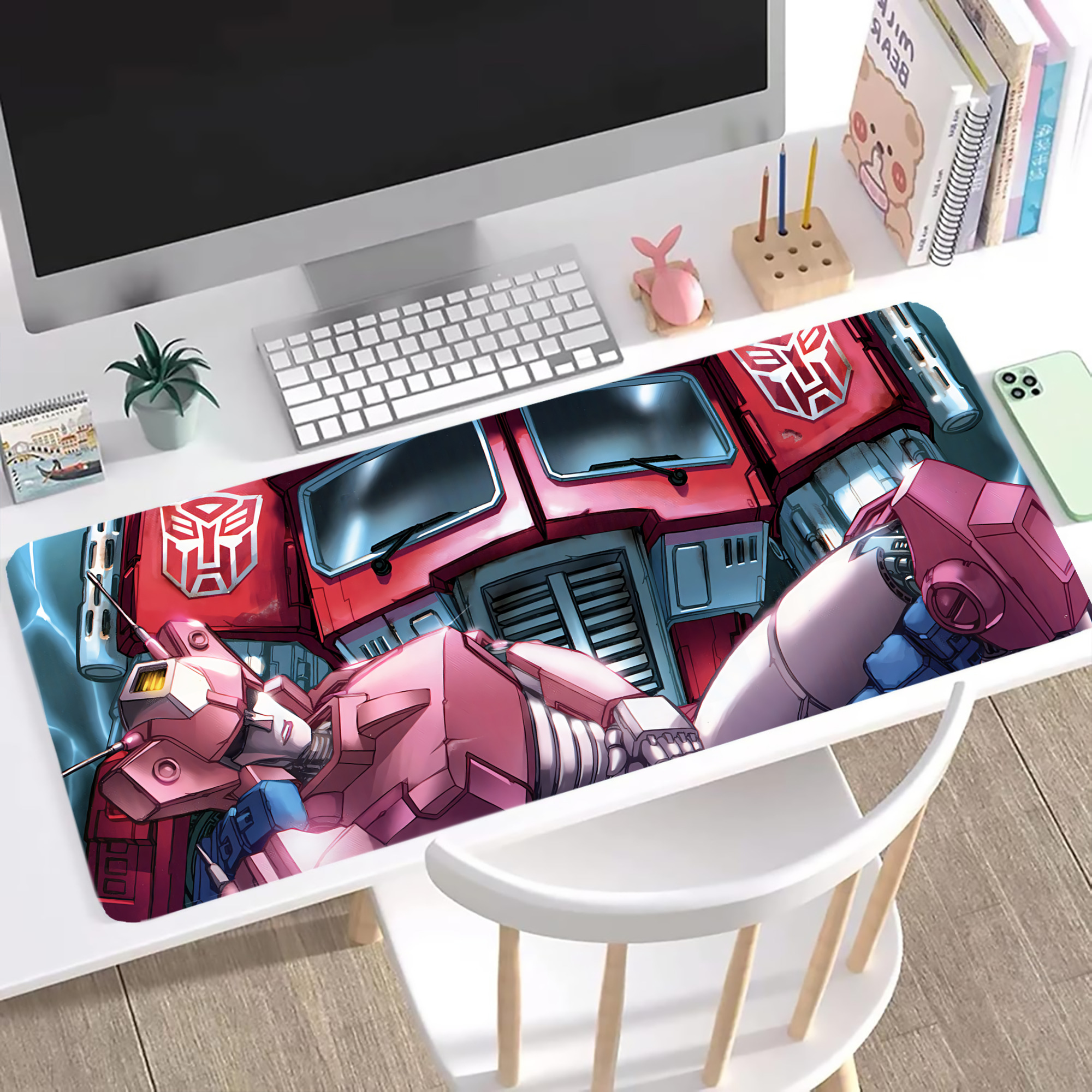 （画像用） Transformers トランスフォーマー ステッチ加工 大判デスクマット／滑り止めマウスパッド