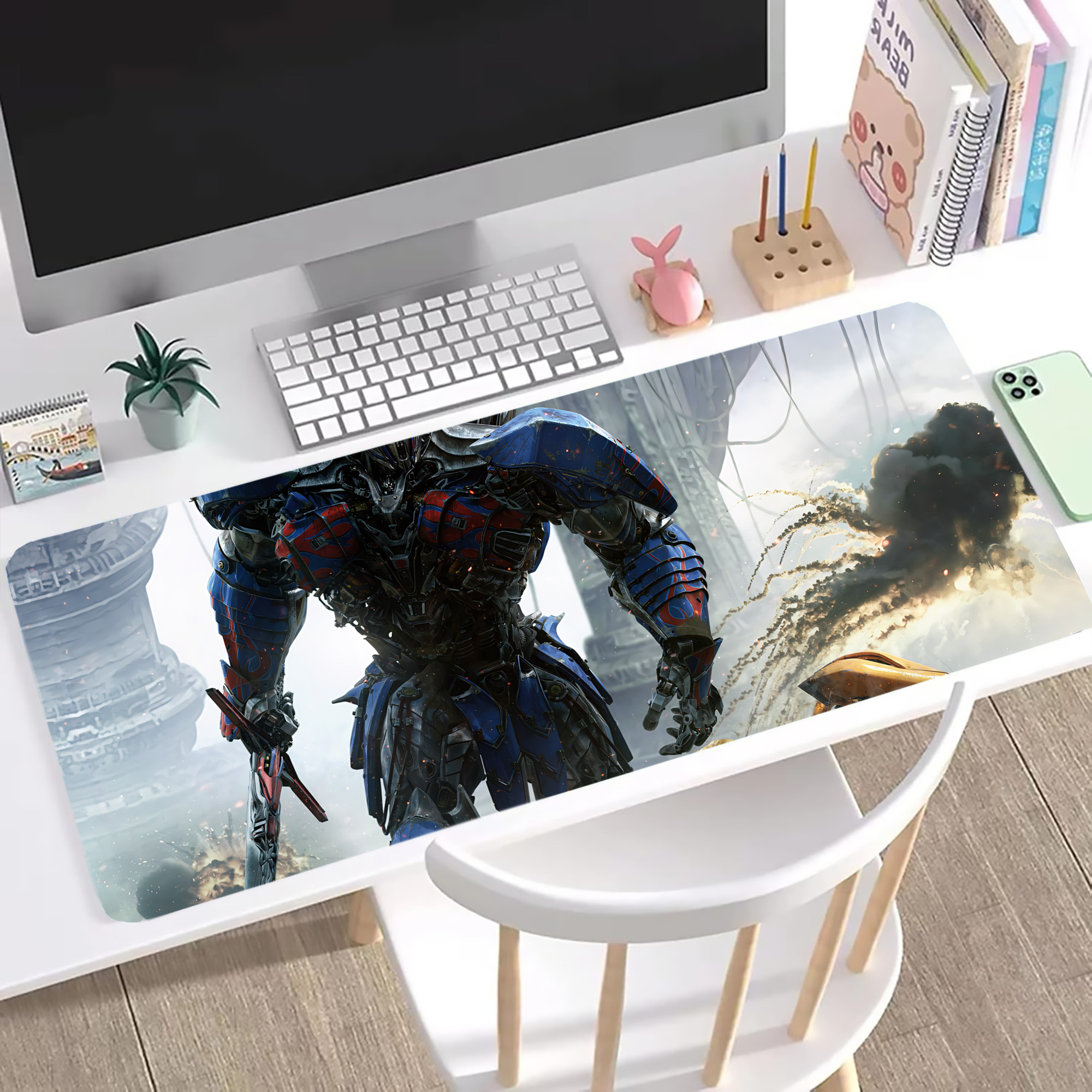（画像用） Transformers トランスフォーマー ステッチ加工 大判デスクマット／滑り止めマウスパッド