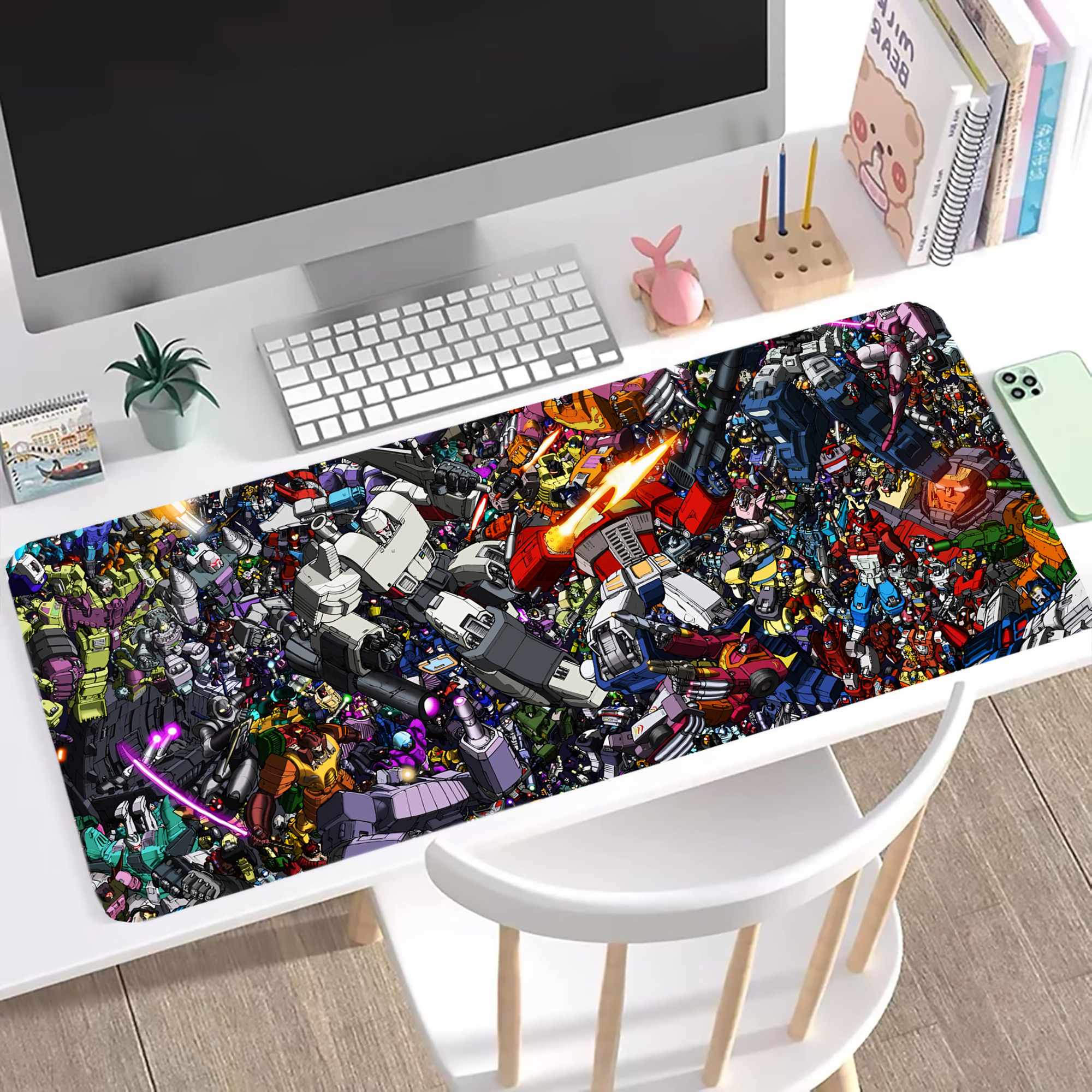 （画像用） Transformers トランスフォーマー ステッチ加工 大判デスクマット／滑り止めマウスパッド
