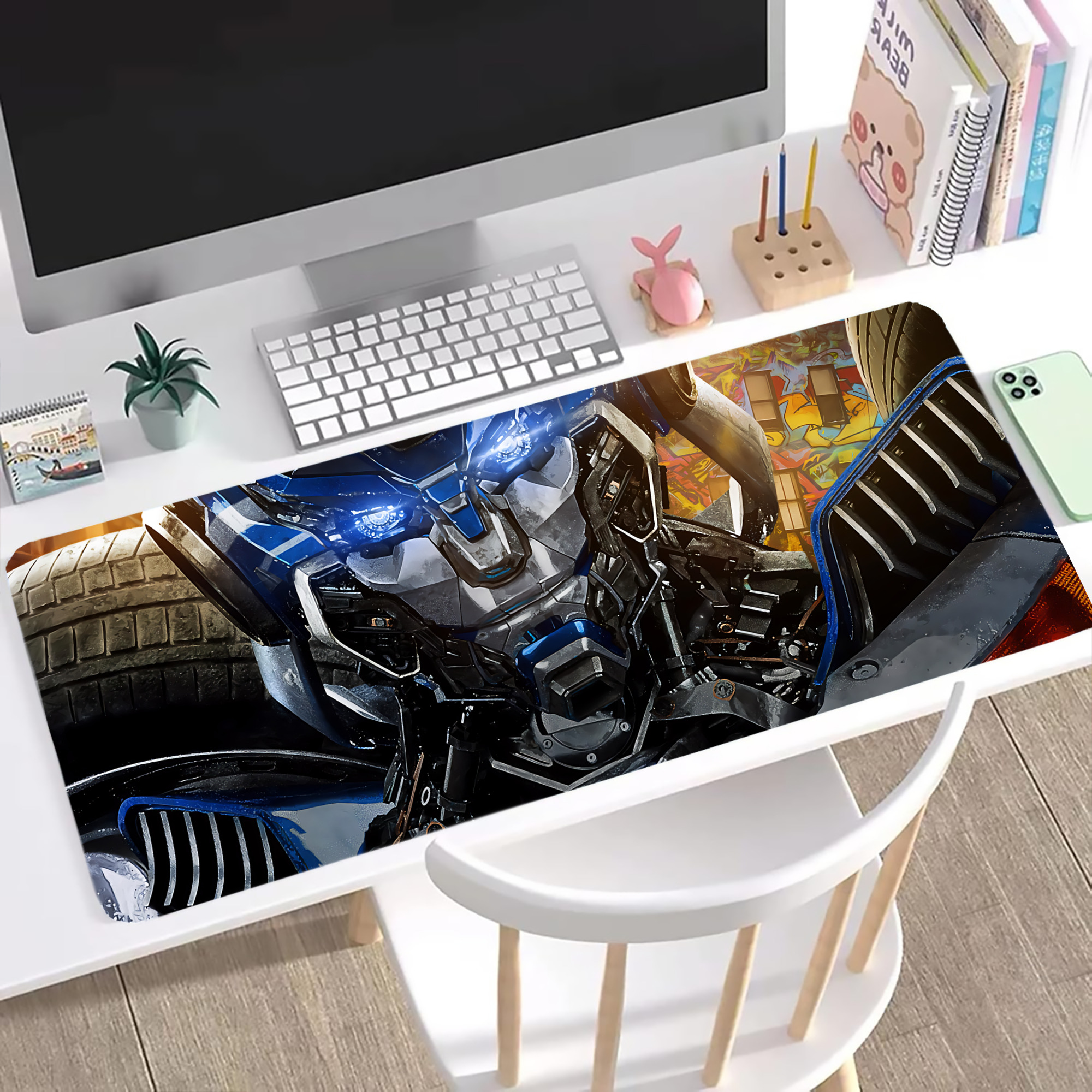 （画像用） Transformers トランスフォーマー ステッチ加工 大判デスクマット／滑り止めマウスパッド