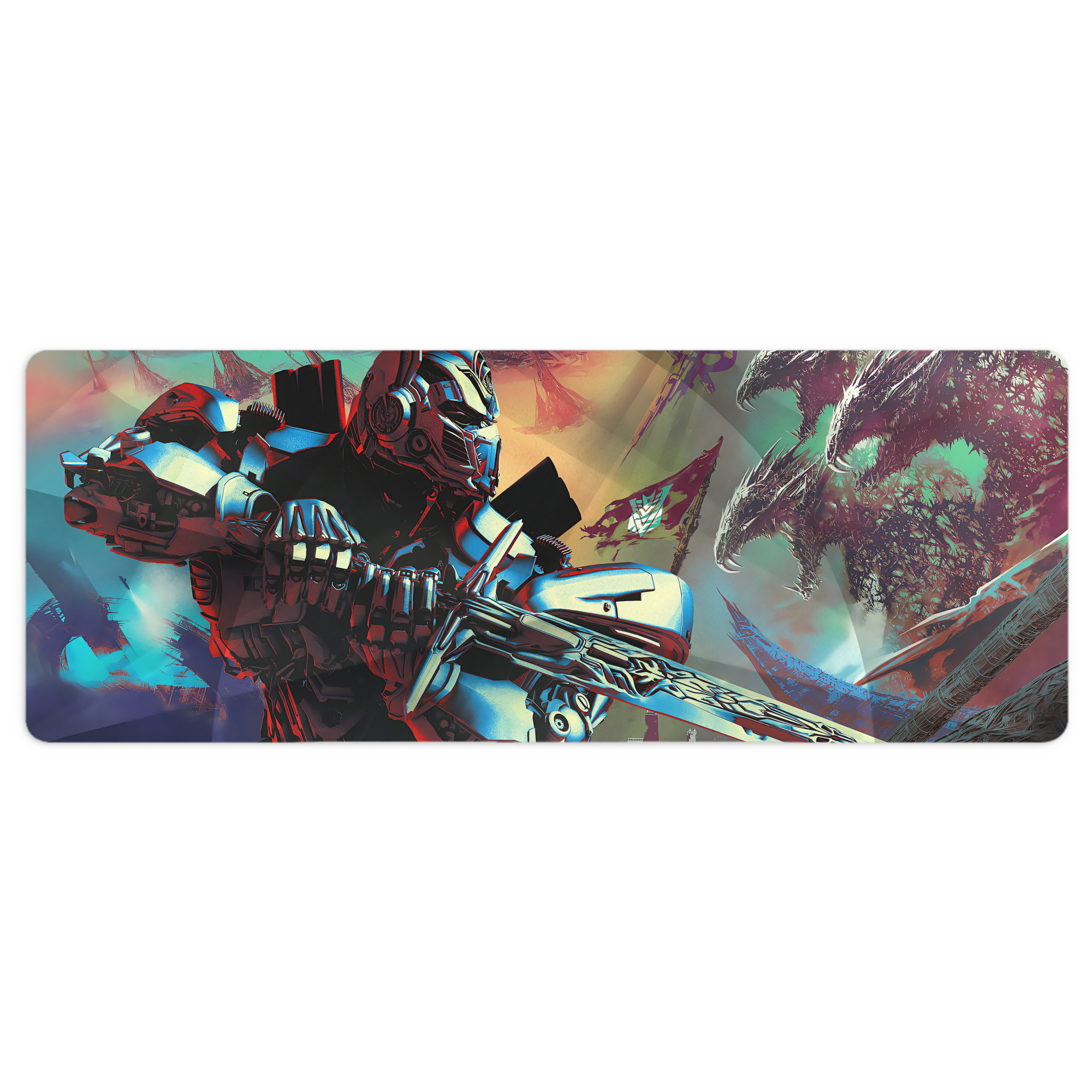 （画像用） Transformers トランスフォーマー ステッチ加工 大判デスクマット／滑り止めマウスパッド