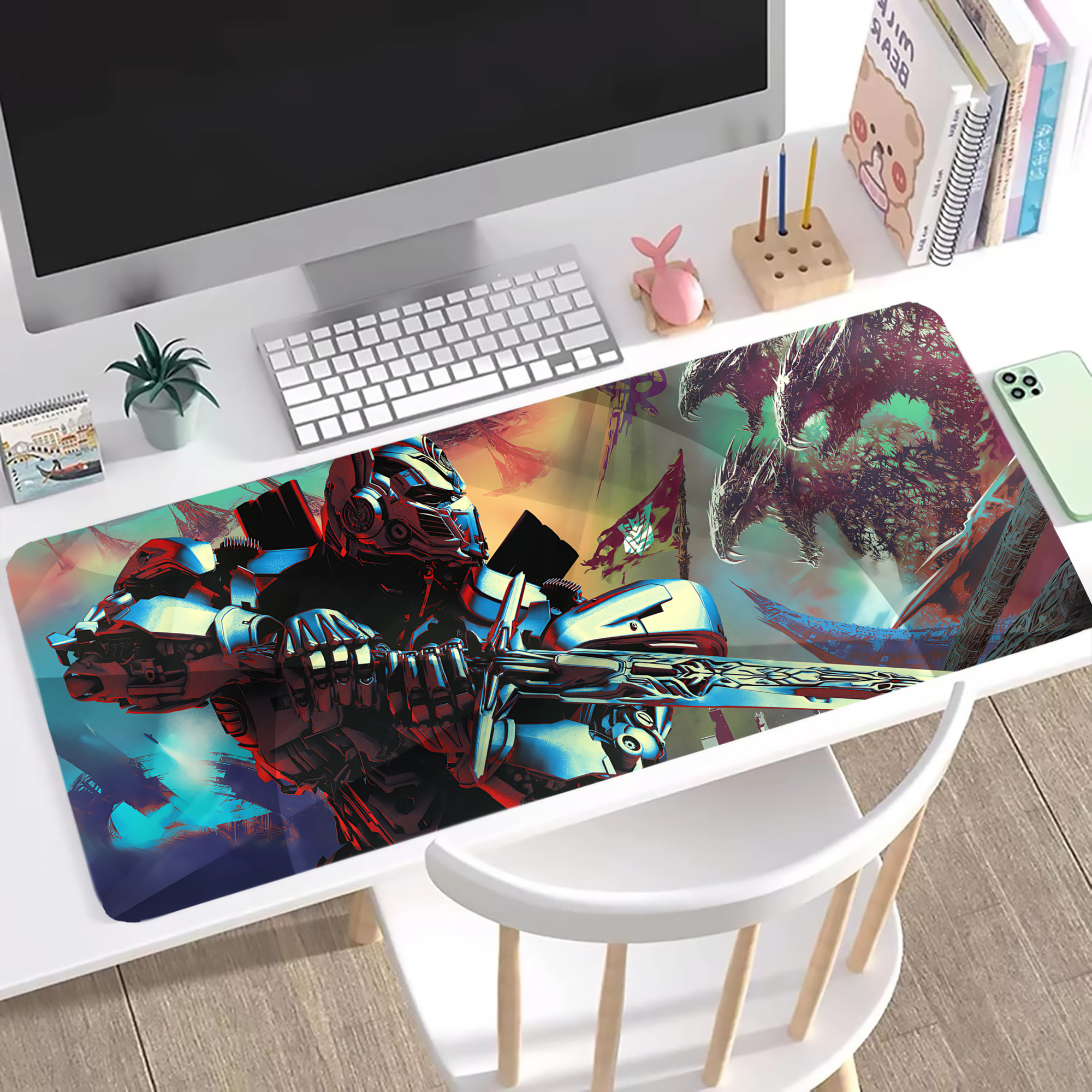 （画像用） Transformers トランスフォーマー ステッチ加工 大判デスクマット／滑り止めマウスパッド