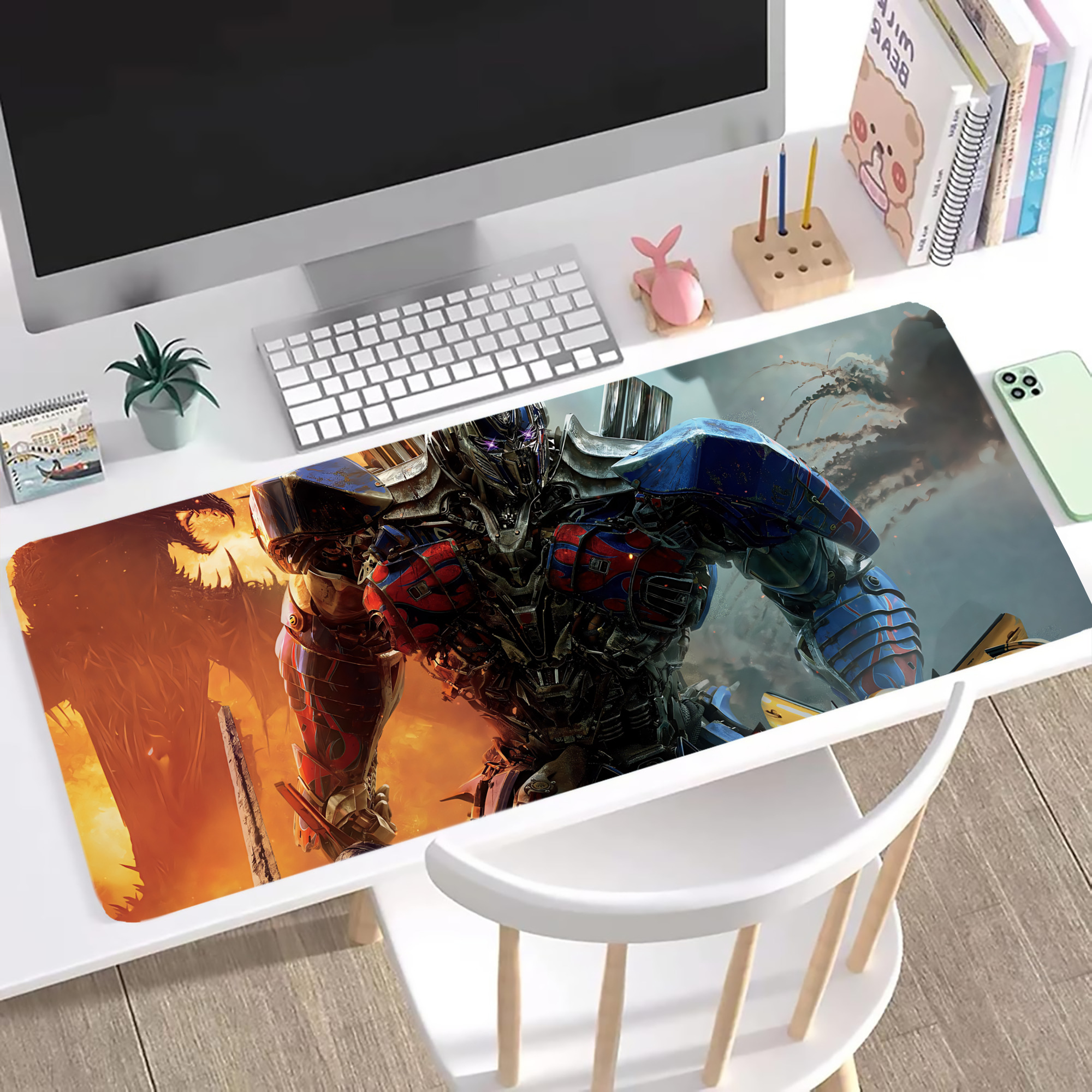 （画像用） Transformers トランスフォーマー ステッチ加工 大判デスクマット／滑り止めマウスパッド