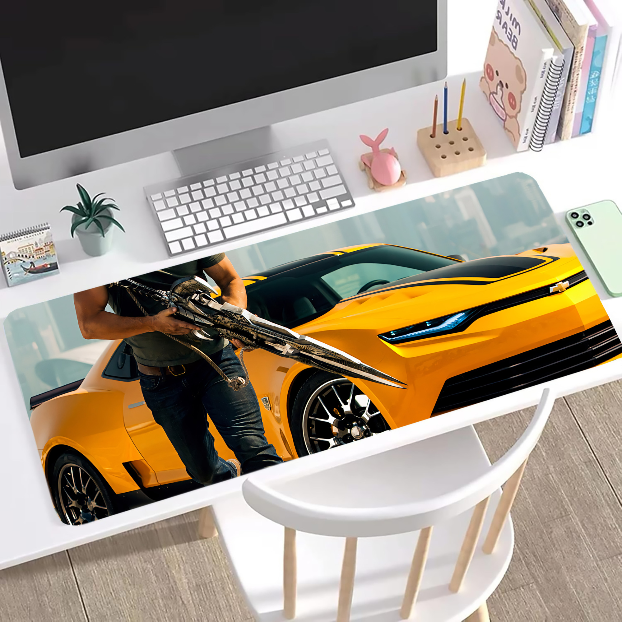 （画像用） Transformers トランスフォーマー ステッチ加工 大判デスクマット／滑り止めマウスパッド