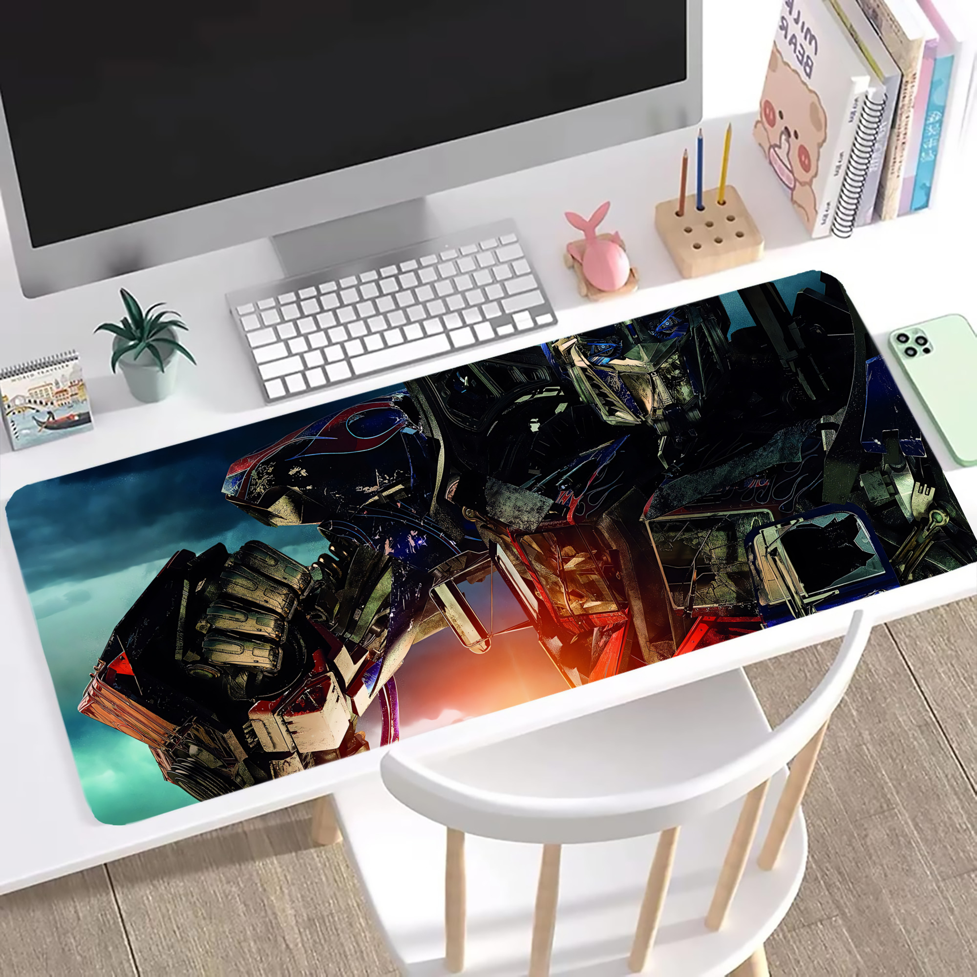 （画像用） Transformers トランスフォーマー ステッチ加工 大判デスクマット／滑り止めマウスパッド