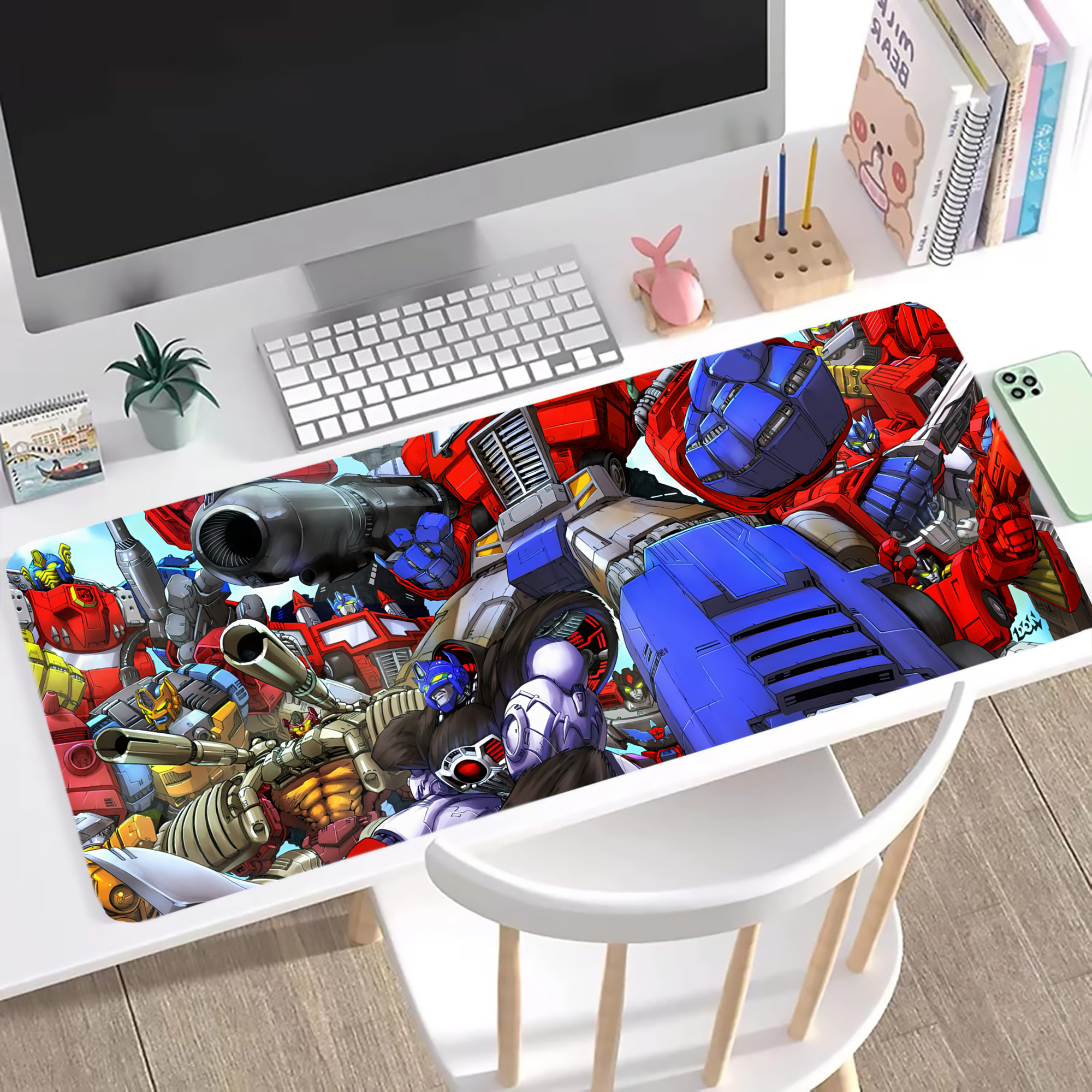 （画像用） Transformers トランスフォーマー ステッチ加工 大判デスクマット／滑り止めマウスパッド