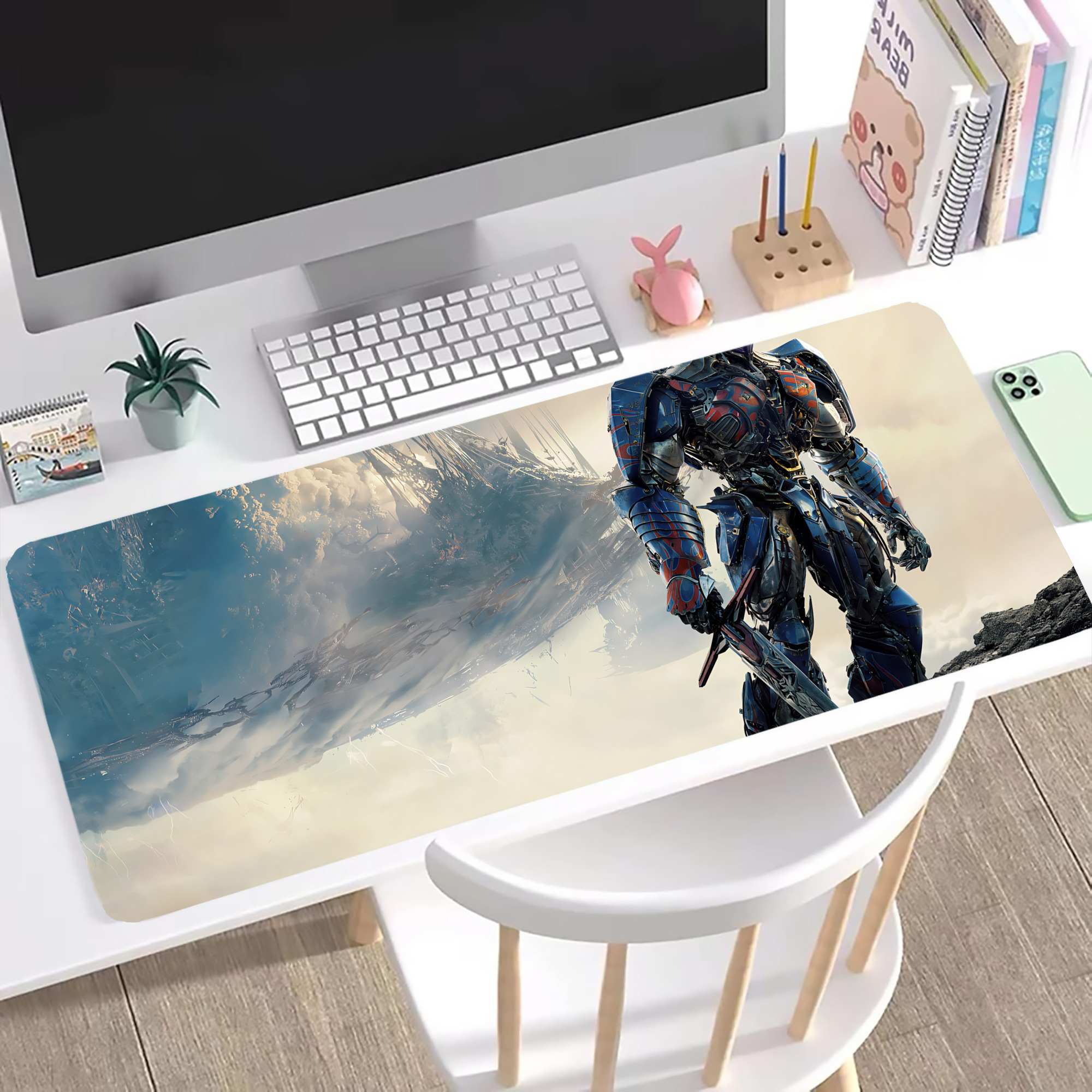 （画像用） Transformers トランスフォーマー ステッチ加工 大判デスクマット／滑り止めマウスパッド