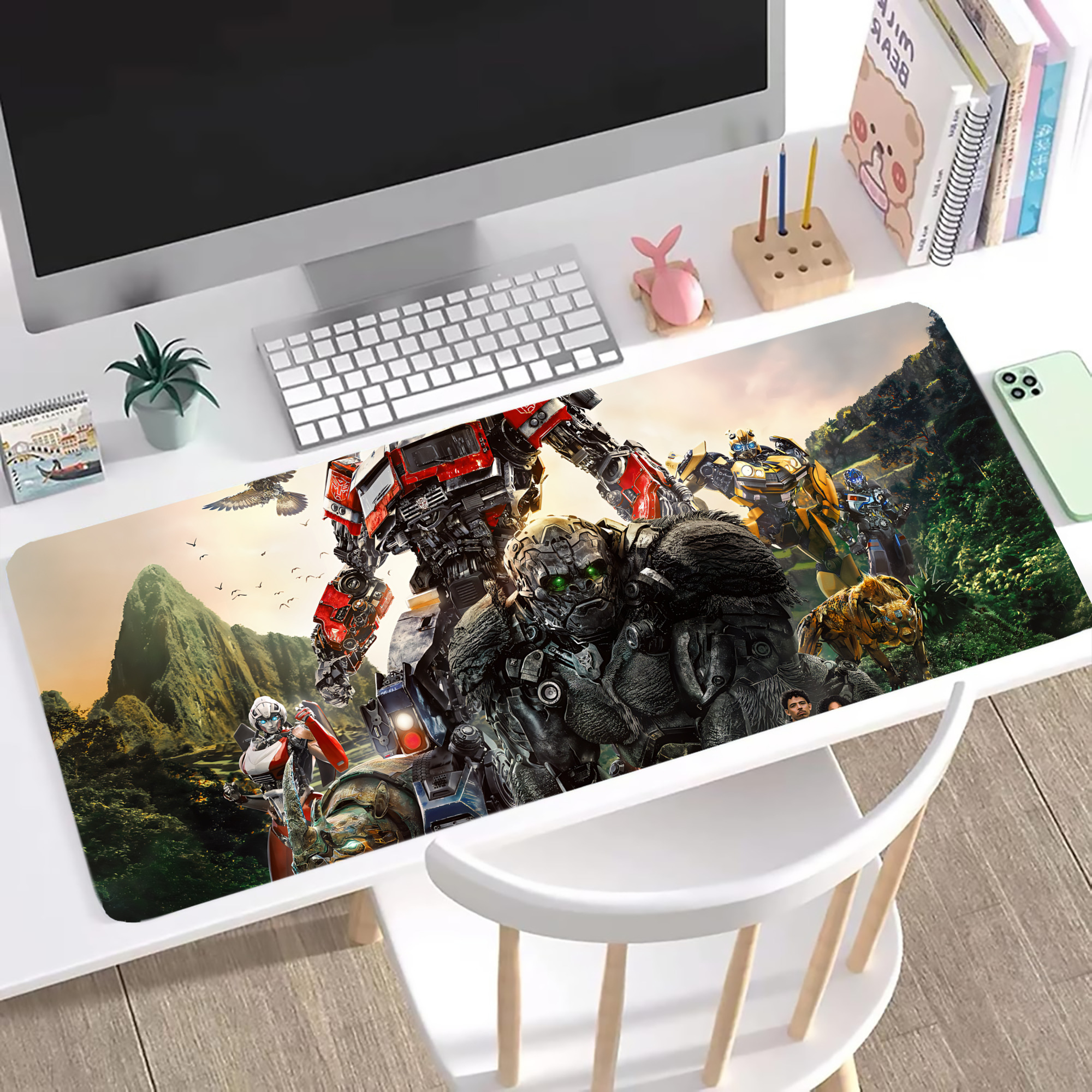 （画像用） Transformers トランスフォーマー ステッチ加工 大判デスクマット／滑り止めマウスパッド