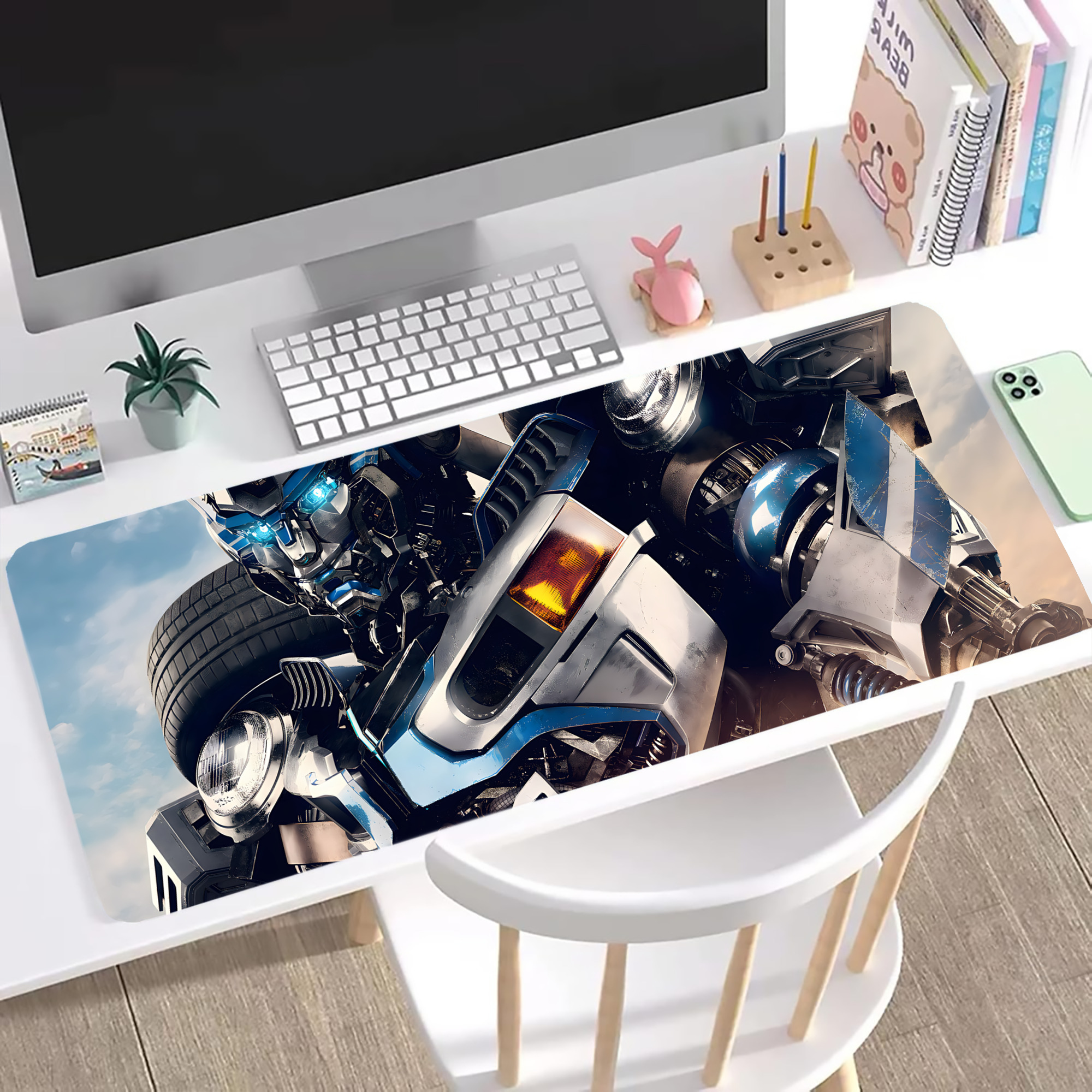 （画像用） Transformers トランスフォーマー ステッチ加工 大判デスクマット／滑り止めマウスパッド