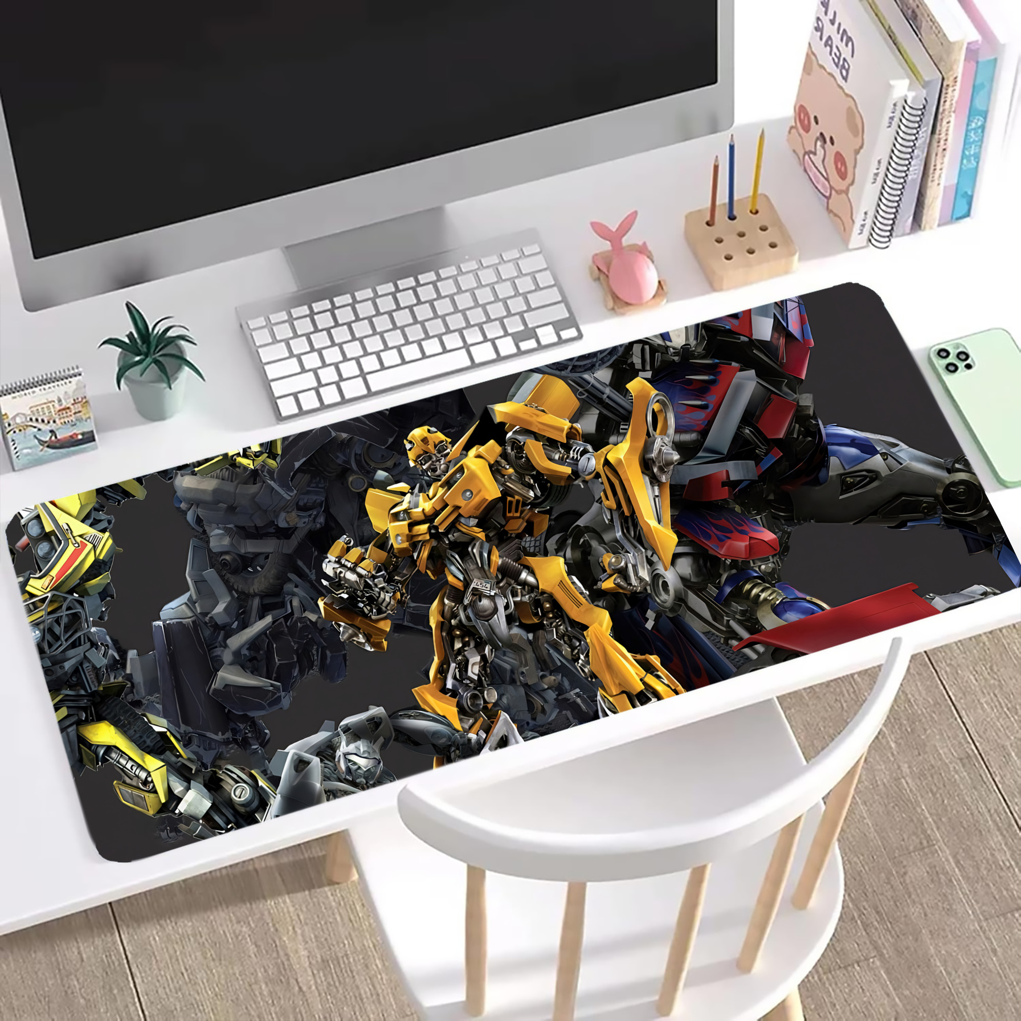 （画像用） Transformers トランスフォーマー ステッチ加工 大判デスクマット／滑り止めマウスパッド