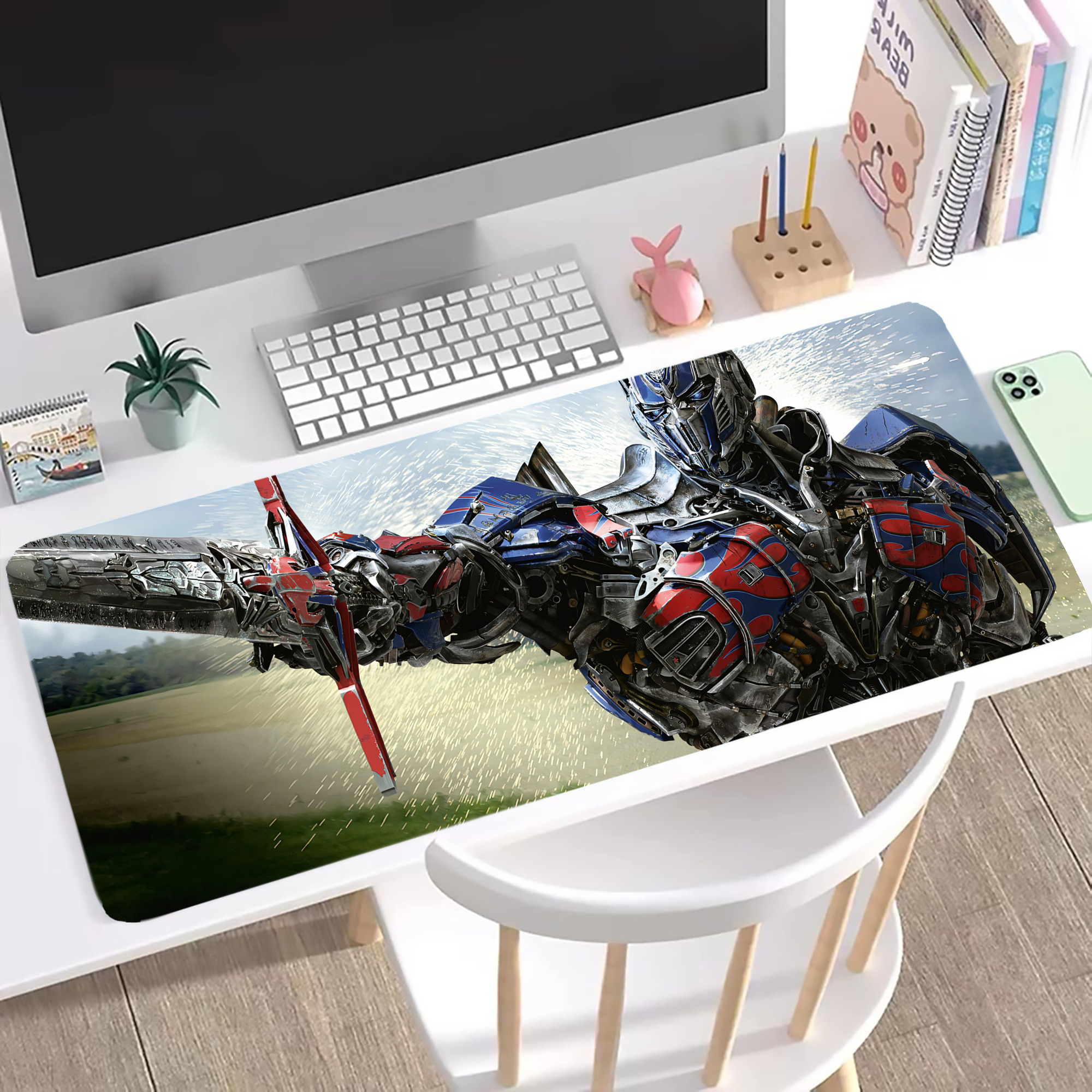 （画像用） Transformers トランスフォーマー ステッチ加工 大判デスクマット／滑り止めマウスパッド