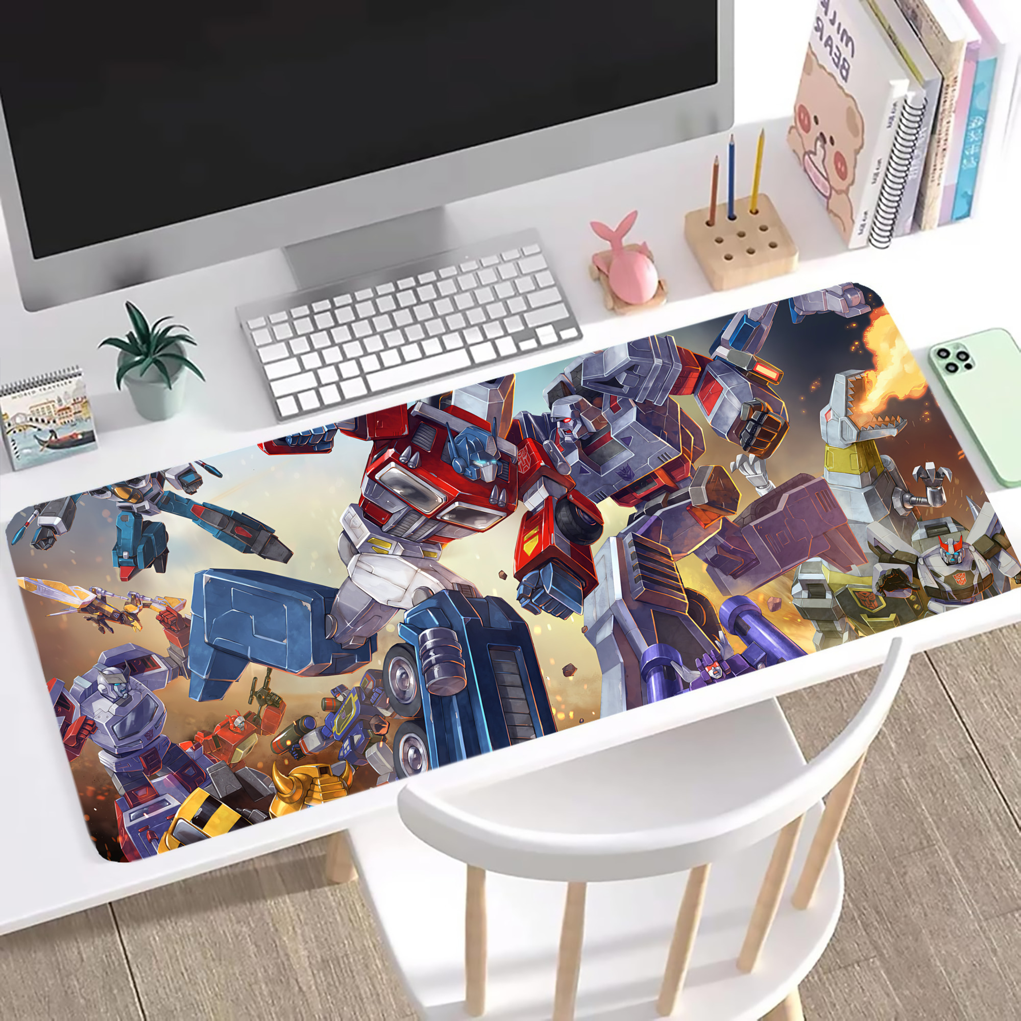 （画像用） Transformers トランスフォーマー ステッチ加工 大判デスクマット／滑り止めマウスパッド