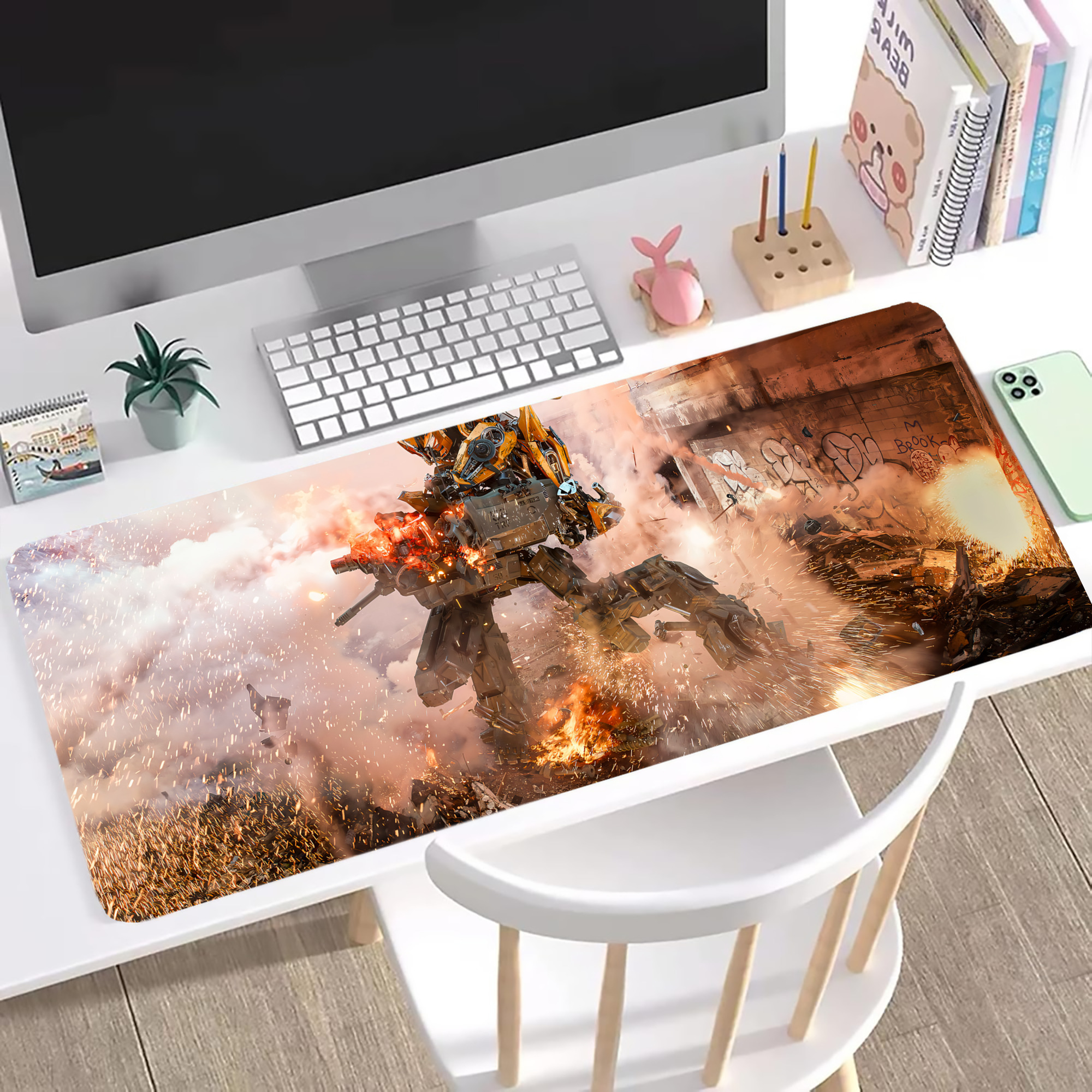 （画像用） Transformers トランスフォーマー ステッチ加工 大判デスクマット／滑り止めマウスパッド