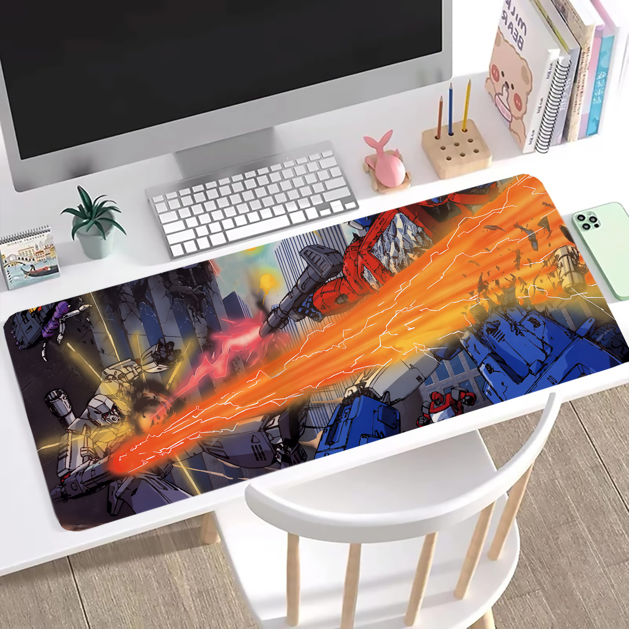 （画像用） Transformers トランスフォーマー ステッチ加工 大判デスクマット／滑り止めマウスパッド