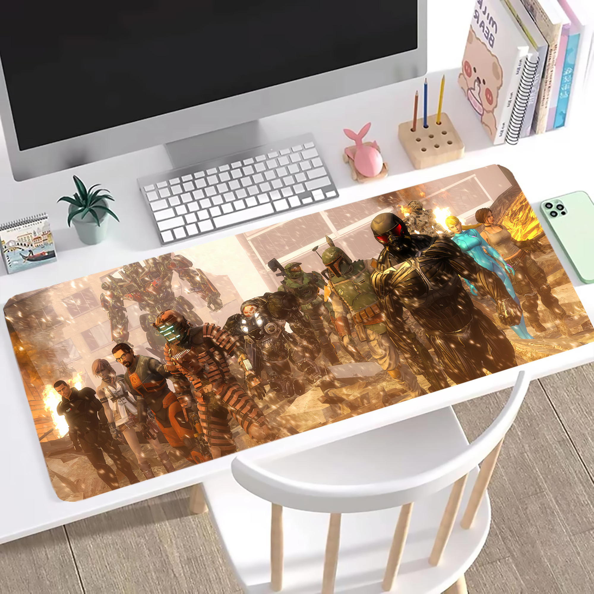 （画像用） Transformers トランスフォーマー ステッチ加工 大判デスクマット／滑り止めマウスパッド