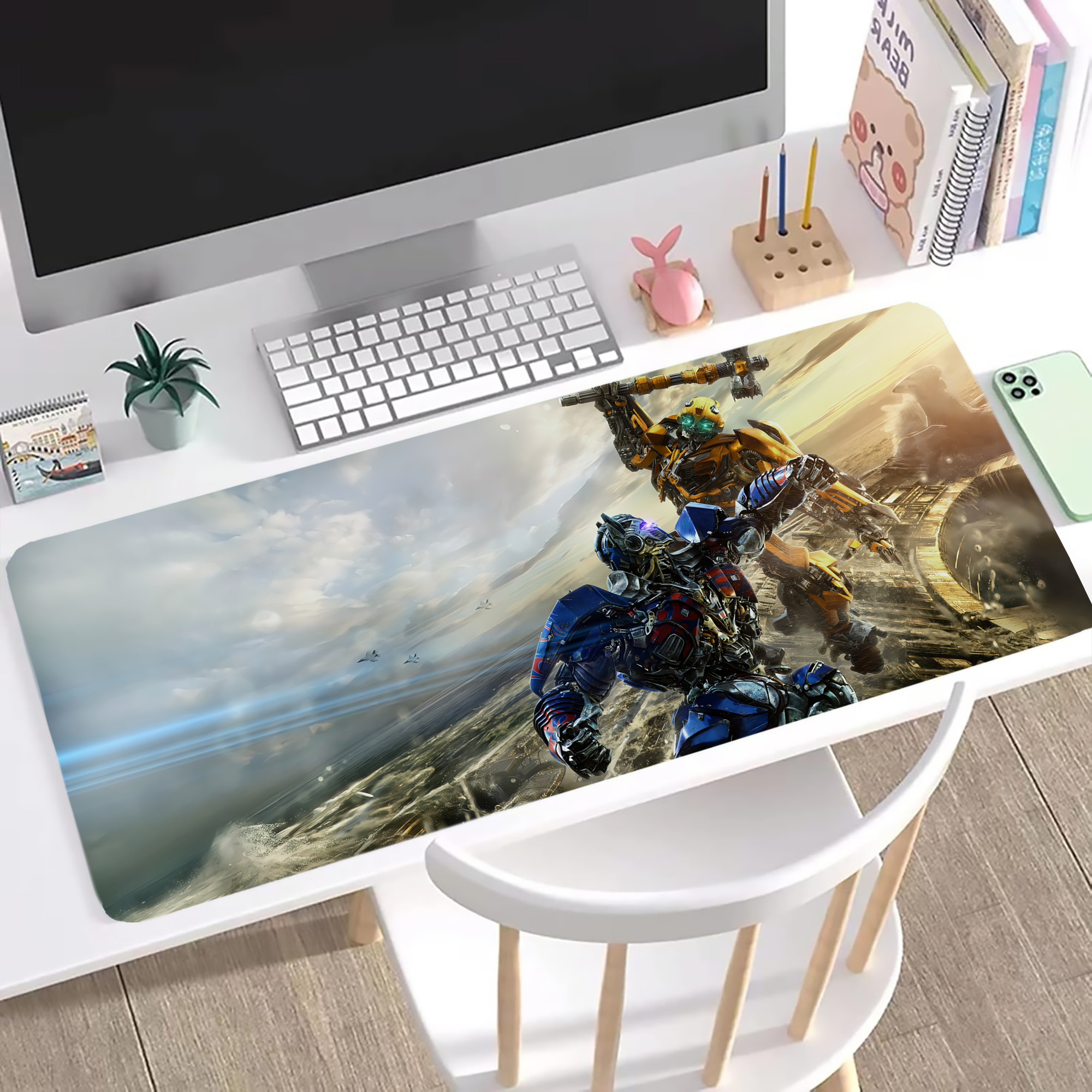 （画像用） Transformers トランスフォーマー ステッチ加工 大判デスクマット／滑り止めマウスパッド