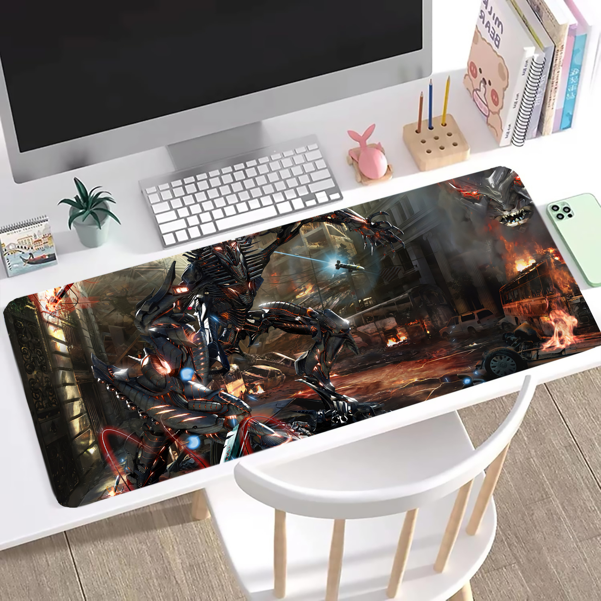 （画像用） Transformers トランスフォーマー ステッチ加工 大判デスクマット／滑り止めマウスパッド