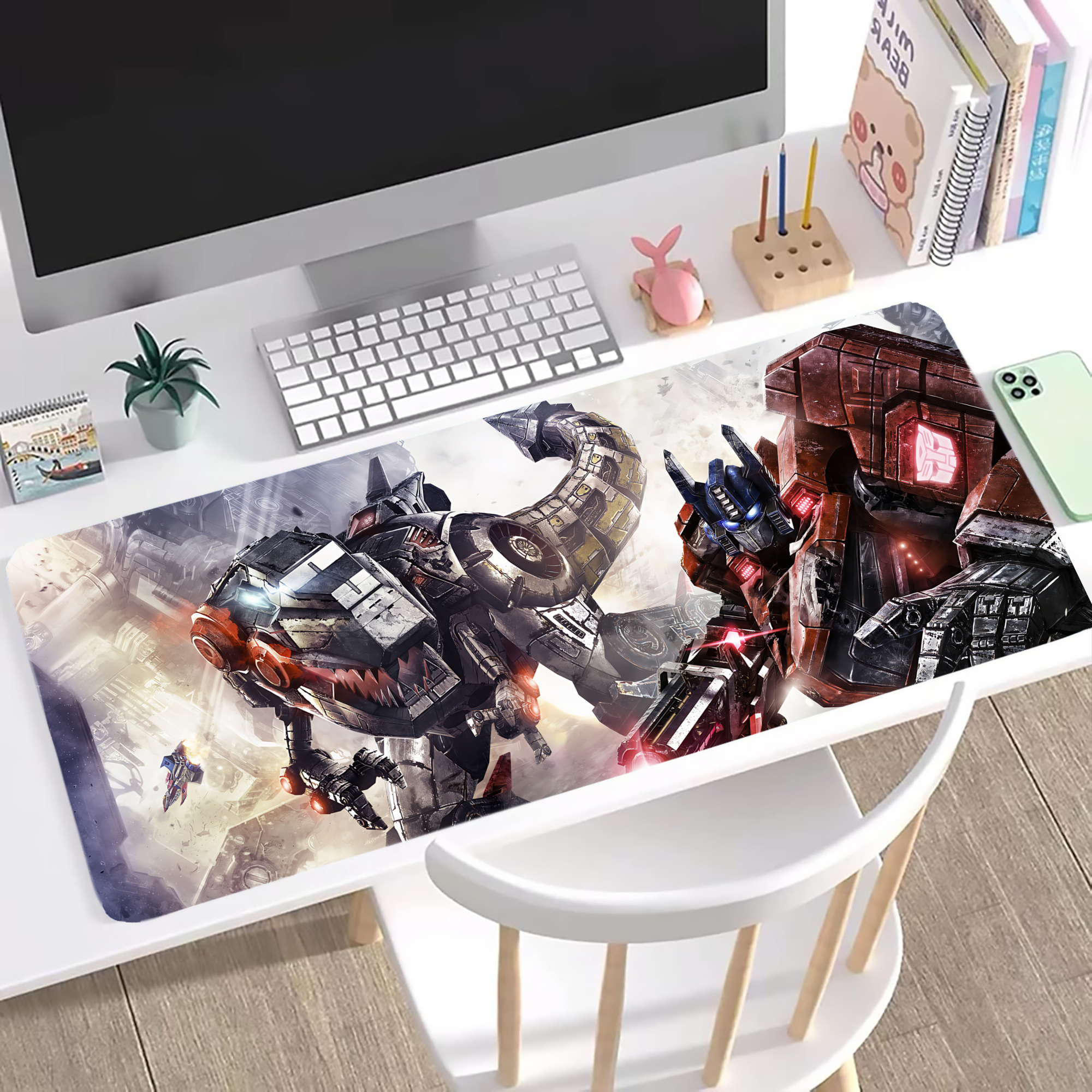 （画像用） Transformers トランスフォーマー ステッチ加工 大判デスクマット／滑り止めマウスパッド