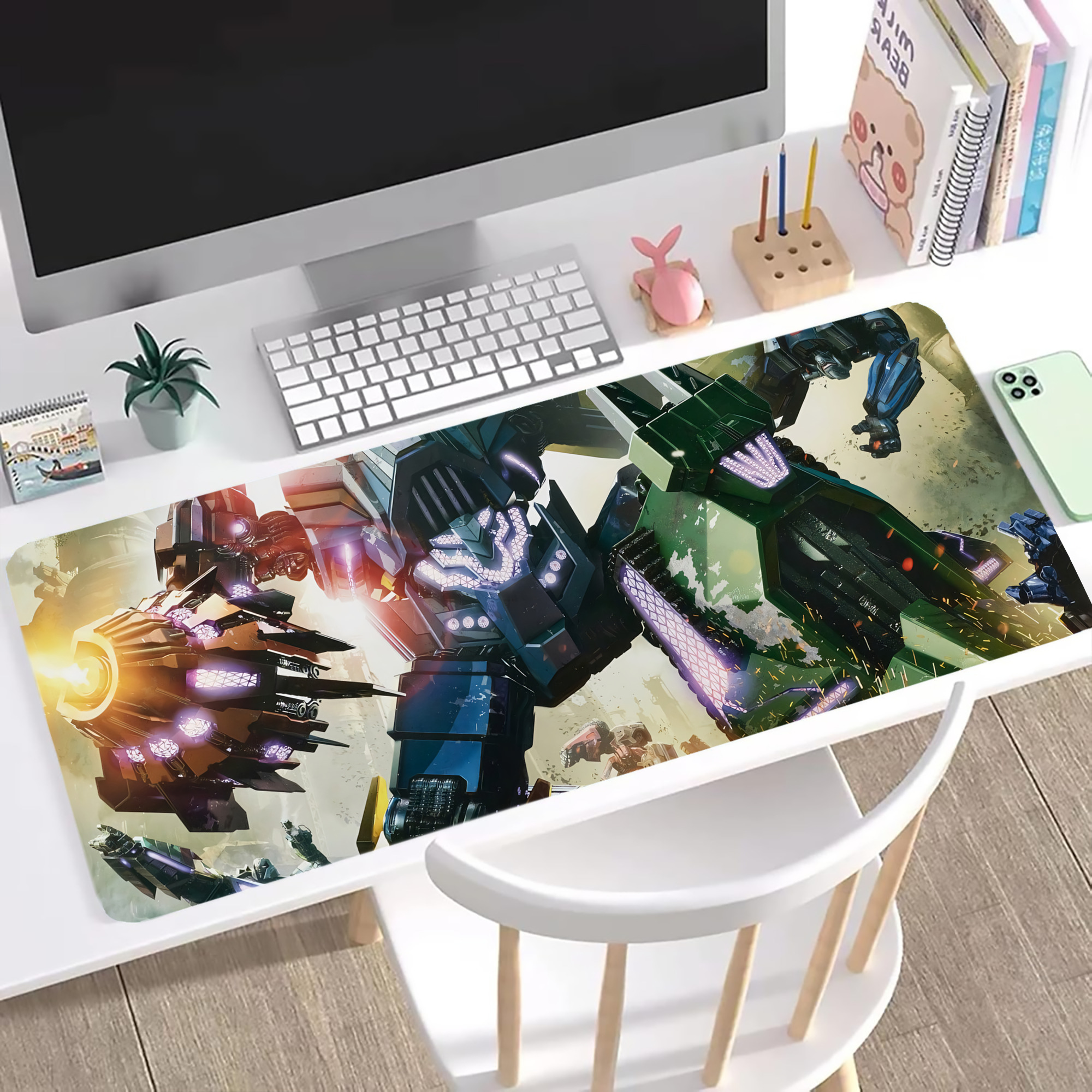 （画像用） Transformers トランスフォーマー ステッチ加工 大判デスクマット／滑り止めマウスパッド
